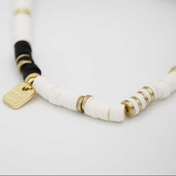 Pura Vida Black & White Disc Stretch Bracelet