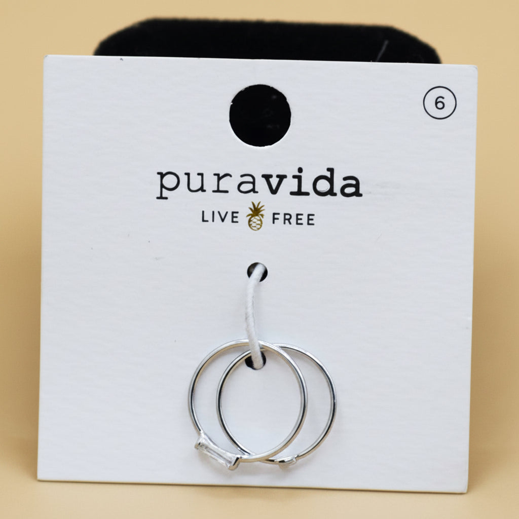 Pura Vida Two Rings Moon and Dimond Size 6