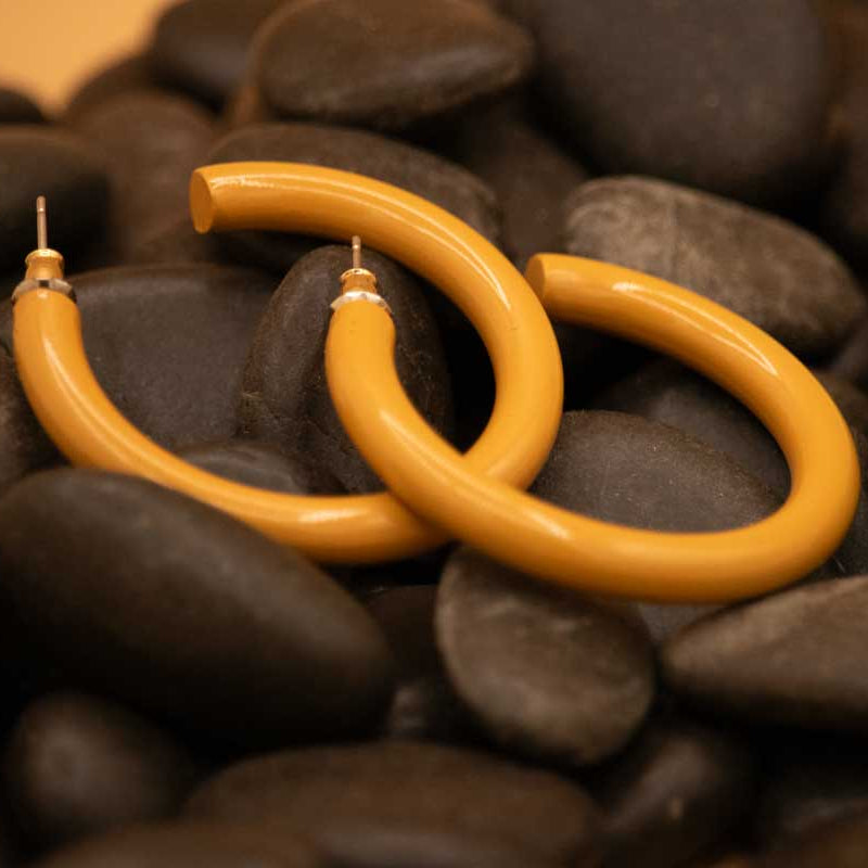 Stylish Mustard Yellow Hoop Earrings