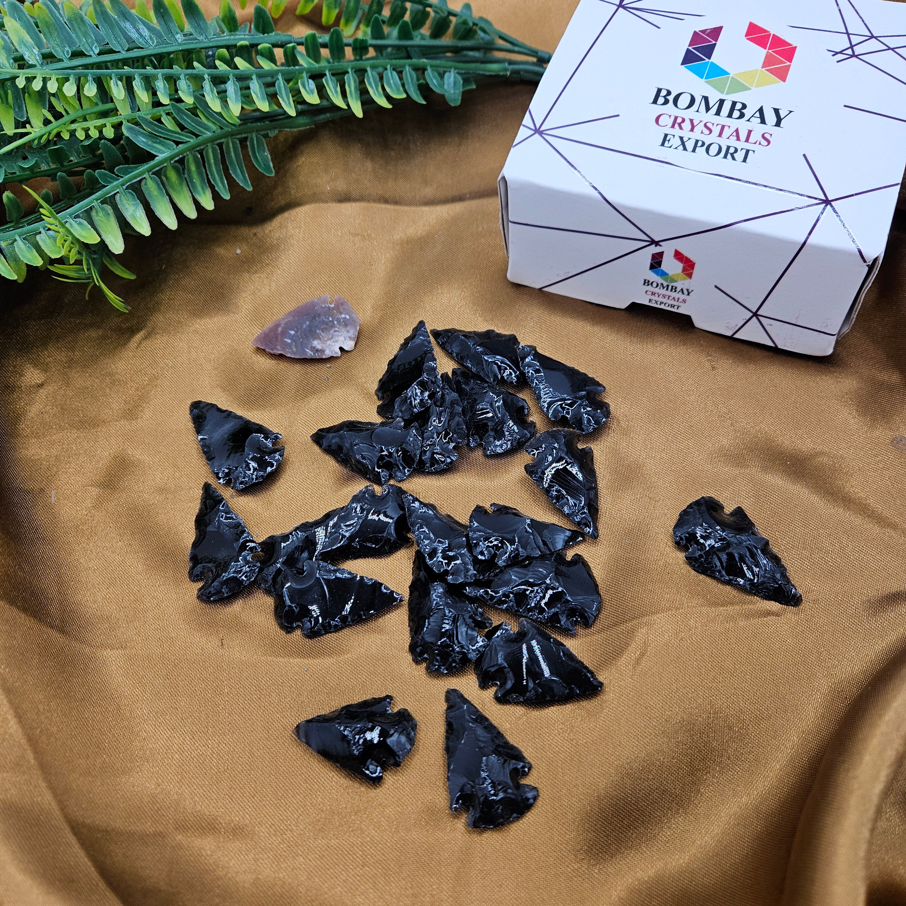 Full Set Black Raw Obsidian Arrowheads