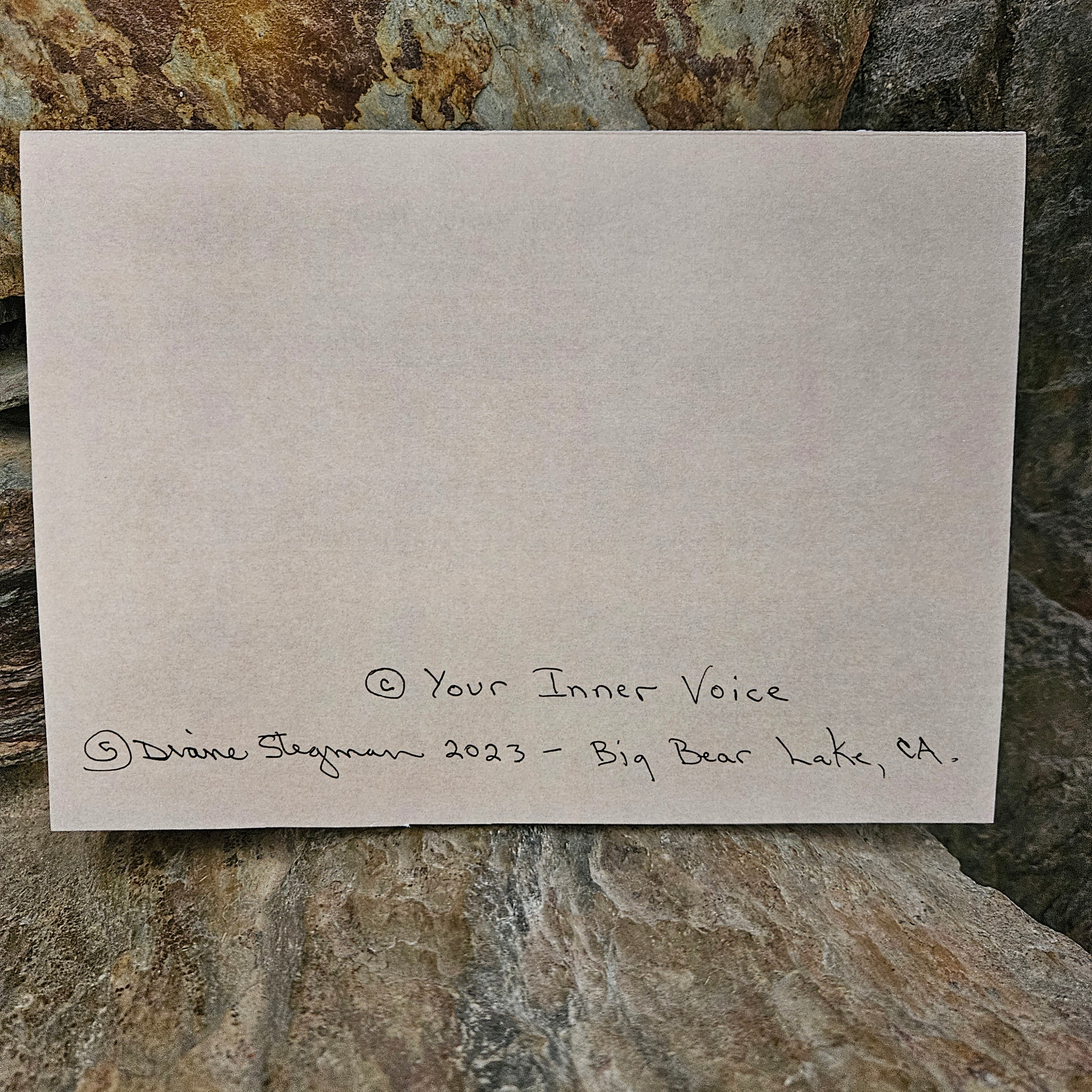 Beautifully Hand Crafted Custom Created Greeting Card Series by Diane Stegman "Castle Rock Big Bear Lake, California"