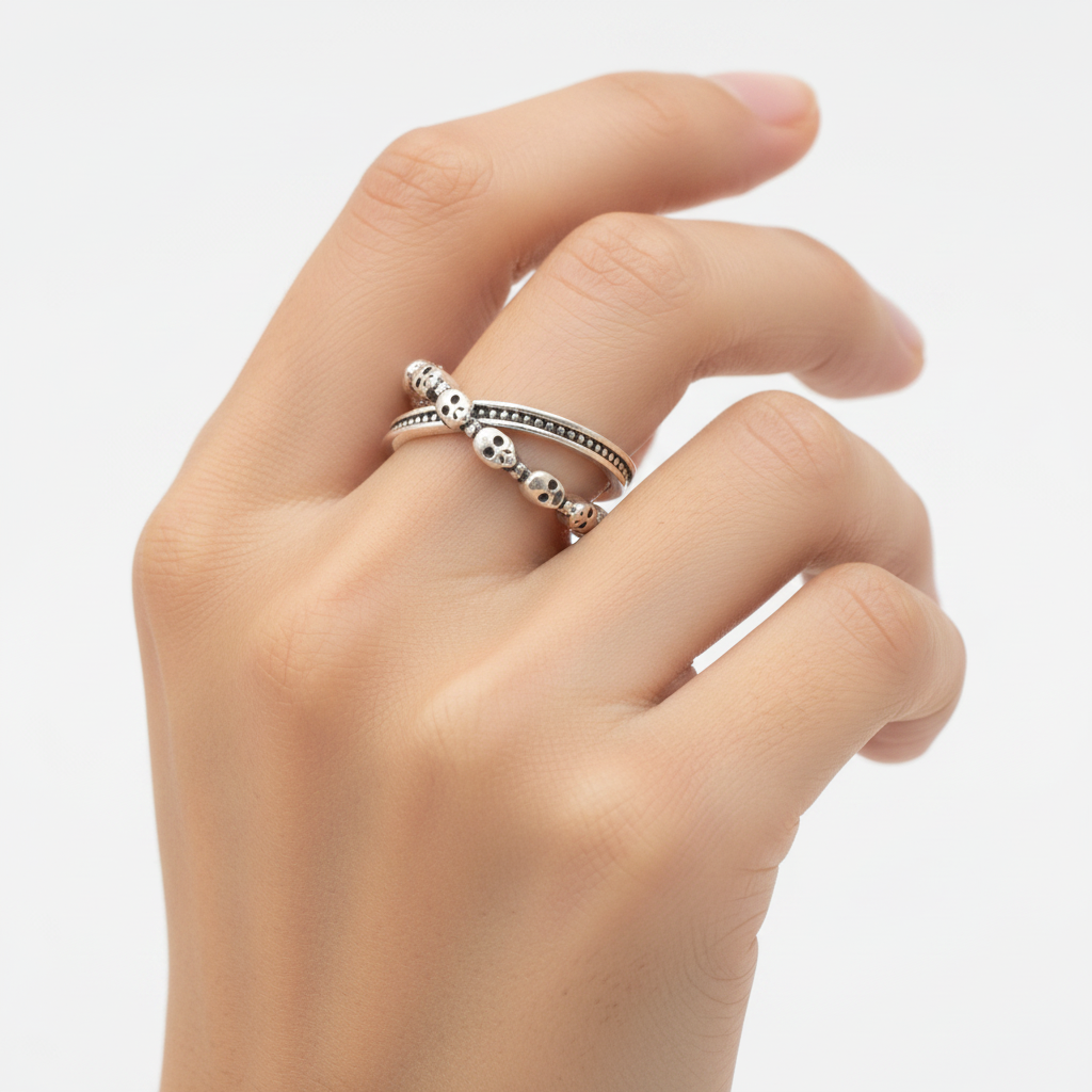 Skull United Forever Silver Tone Ring Size 6.5