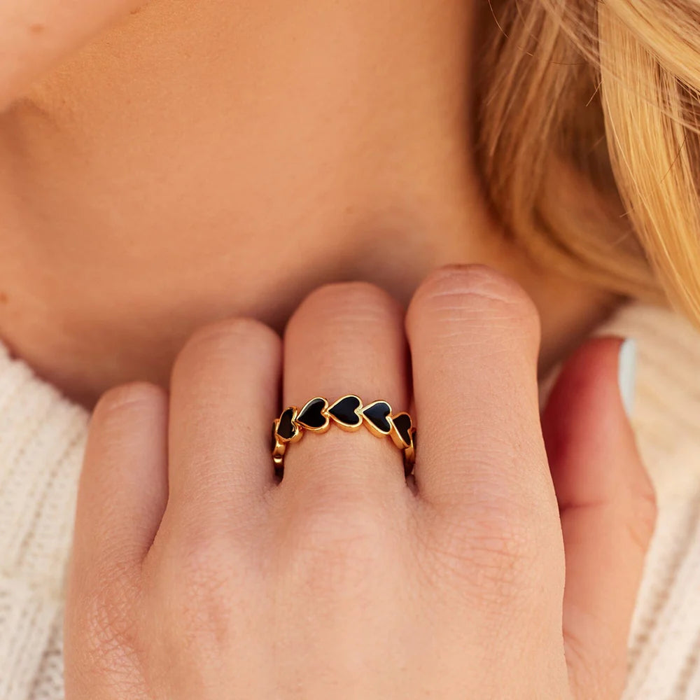 Pura Vida Love Hearts Enamel Band Ring