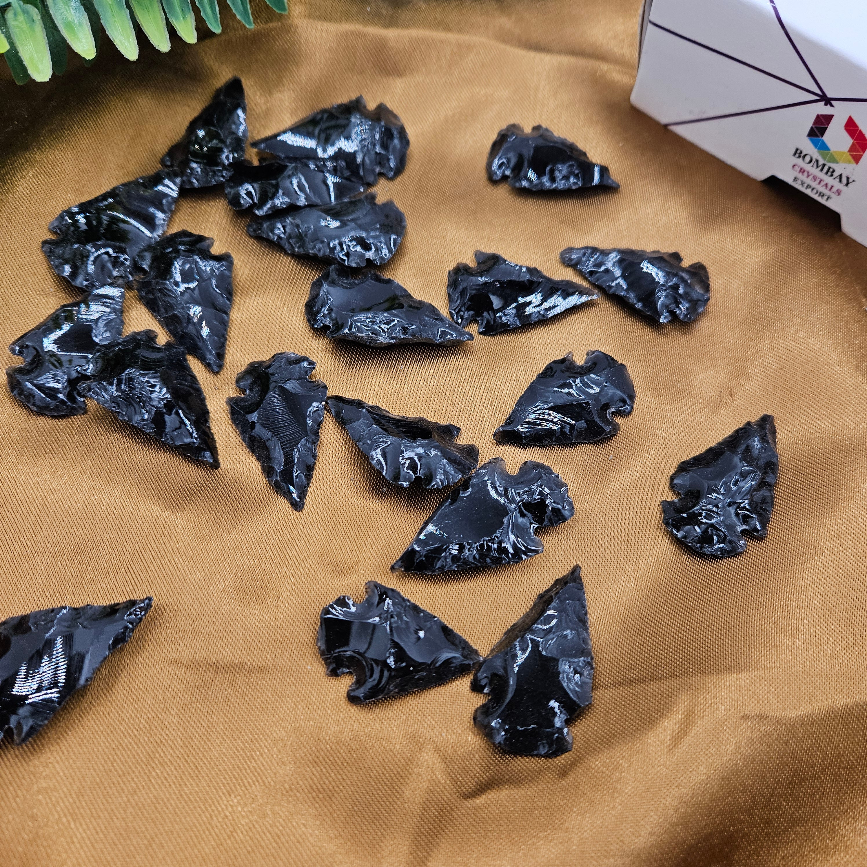 Full Set Black Raw Obsidian Arrowheads