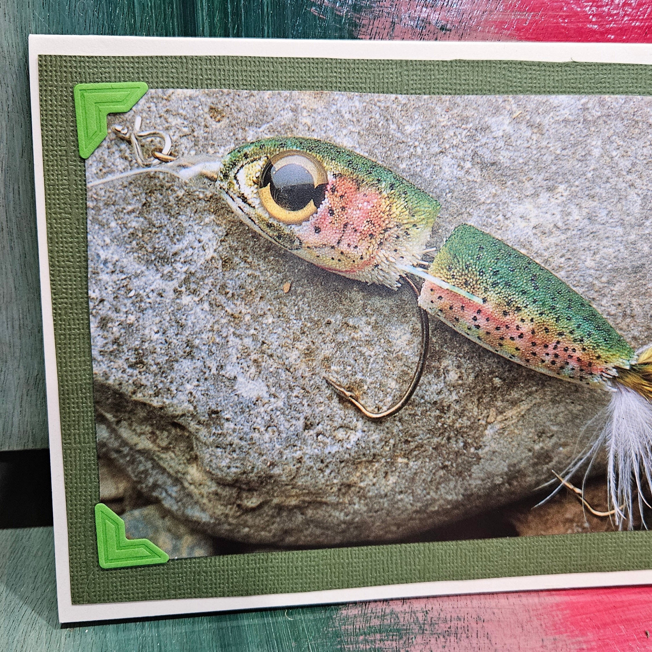 Beautifully Hand Crafted Custom Created Greeting Card Series by Diane Stegman "Rainbow Fishing Lure"