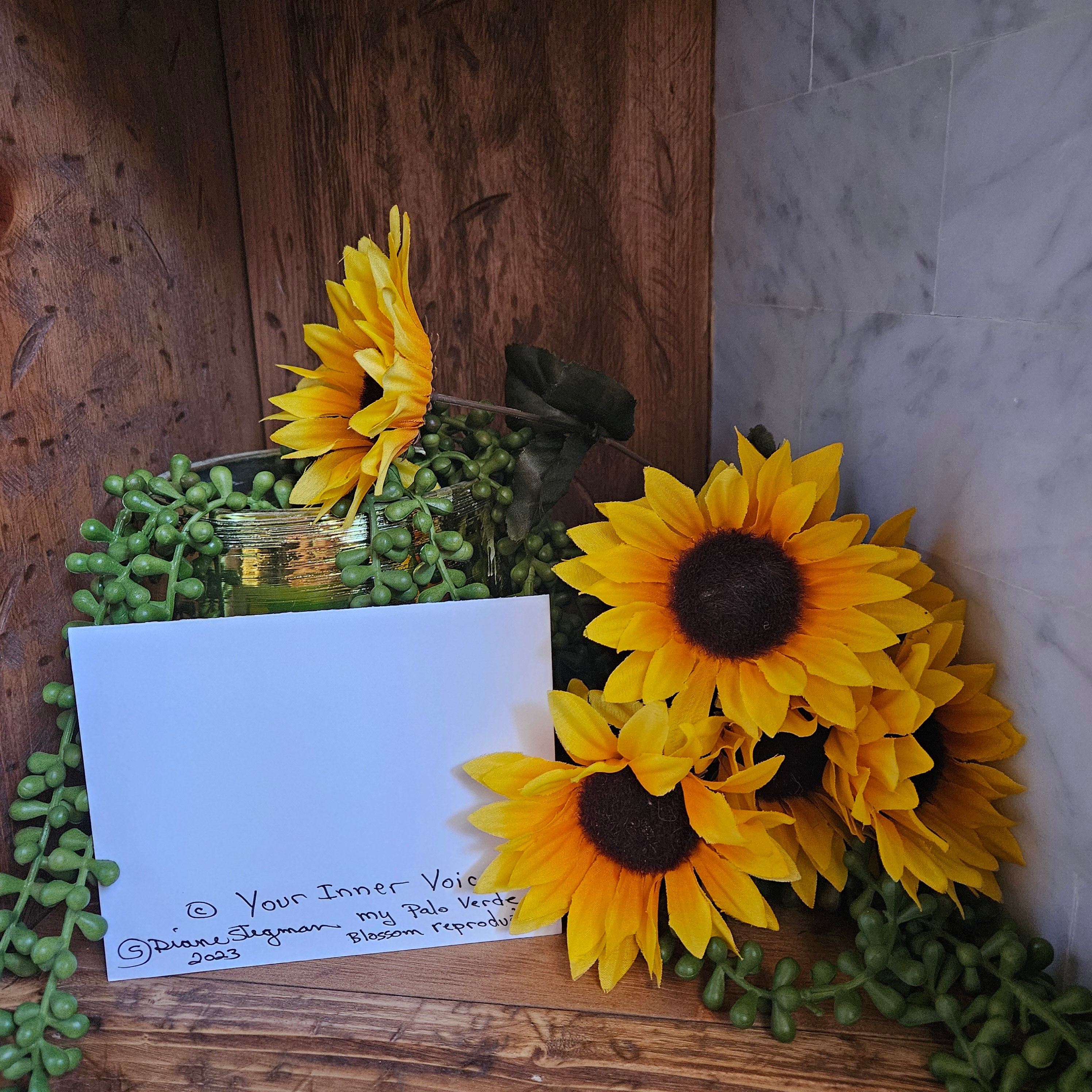 Beautifully Hand Crafted Custom Created Greeting Card Series by Diane Stegman "Palo Verde Blossom"