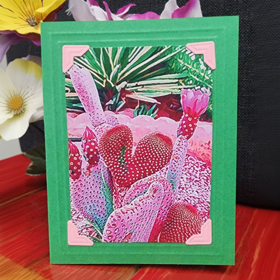Beautifully Hand Crafted Custom Created Greeting Card Series by Diane Stegman "Heart Shaped Cactus"