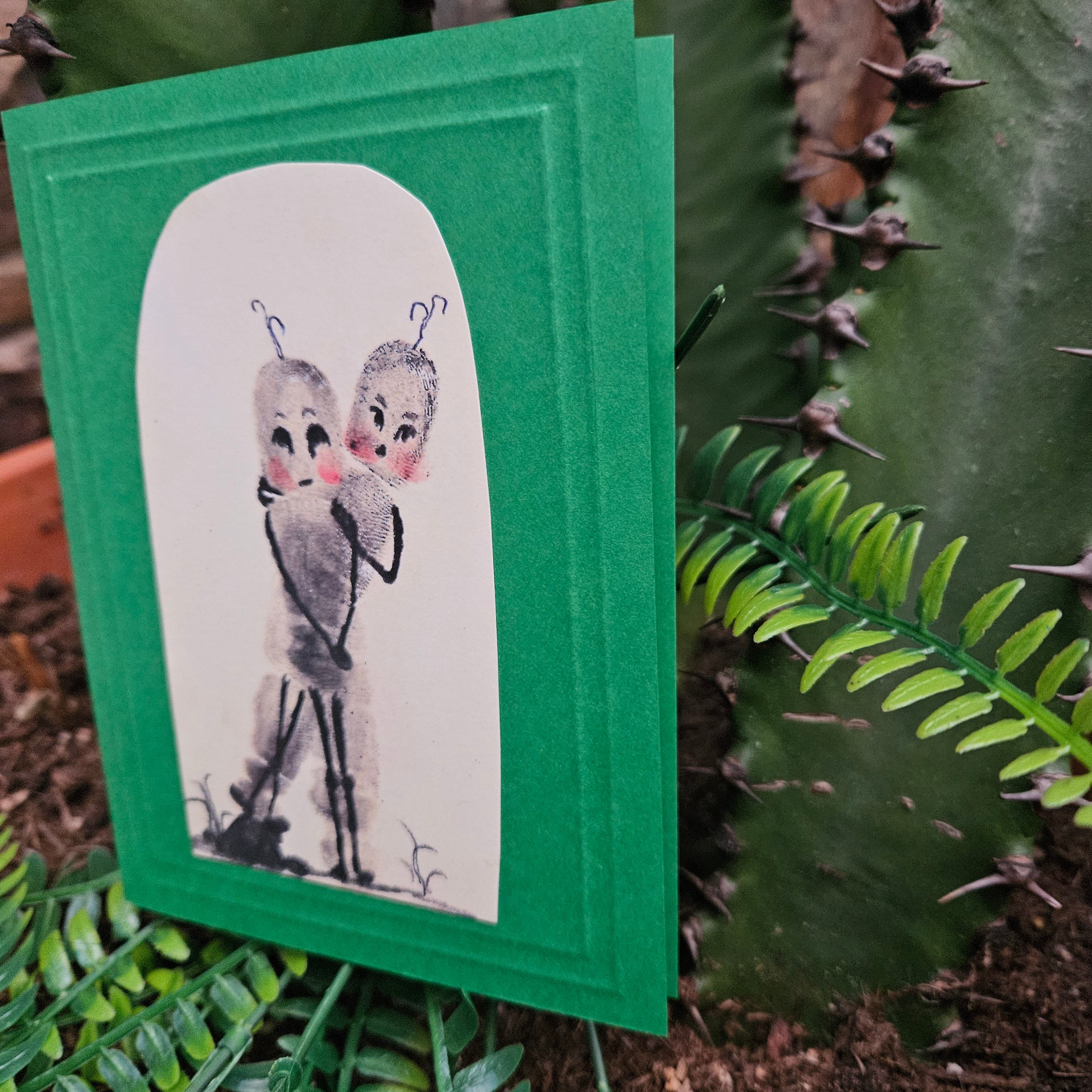 Beautifully Hand Crafted Custom Created Greeting Card Series by Diane Stegman "Fingerprint Series Playful Couple"