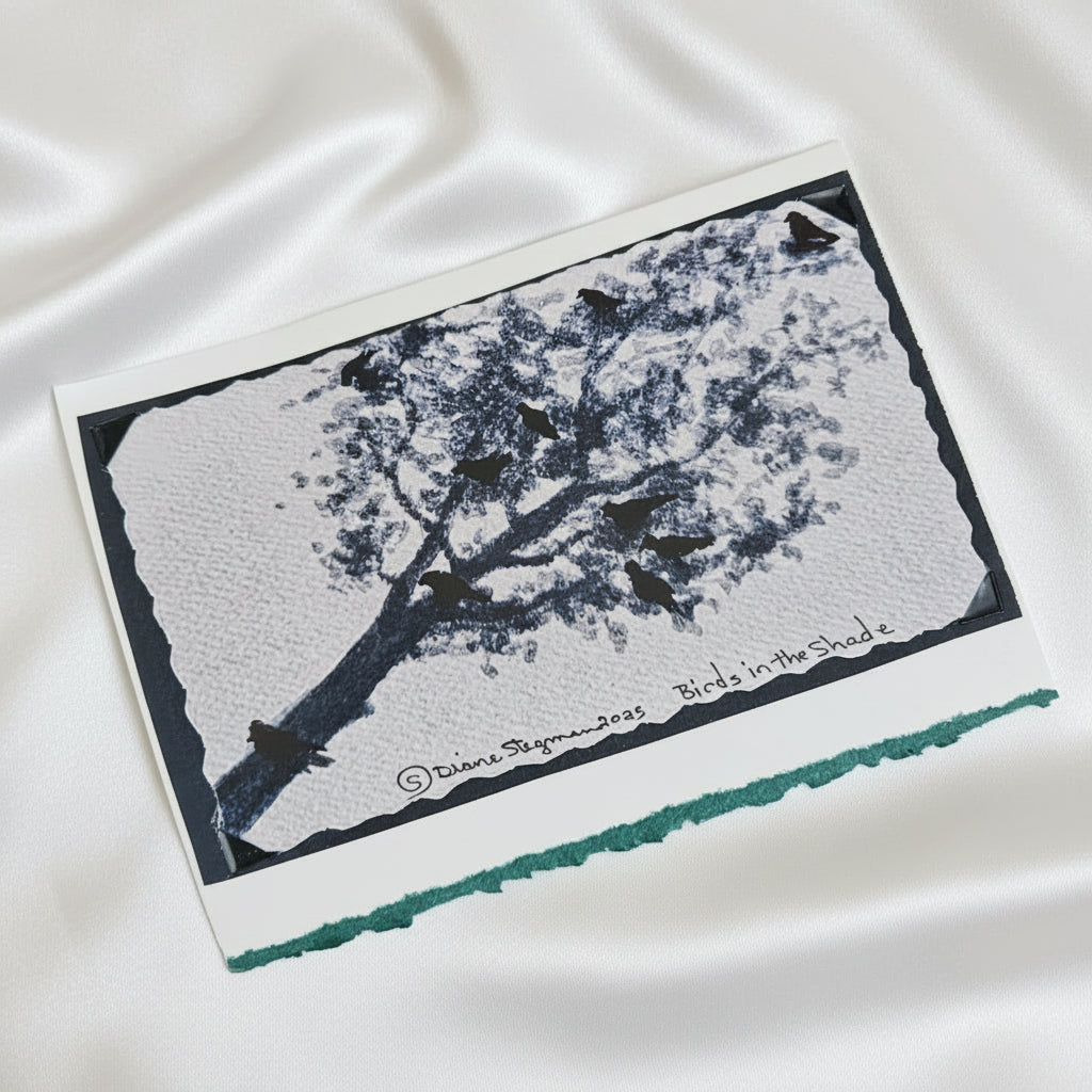 Beautifully Hand Crafted Custom Created Greeting Card Series by Diane Stegman "Birds in the Shade"