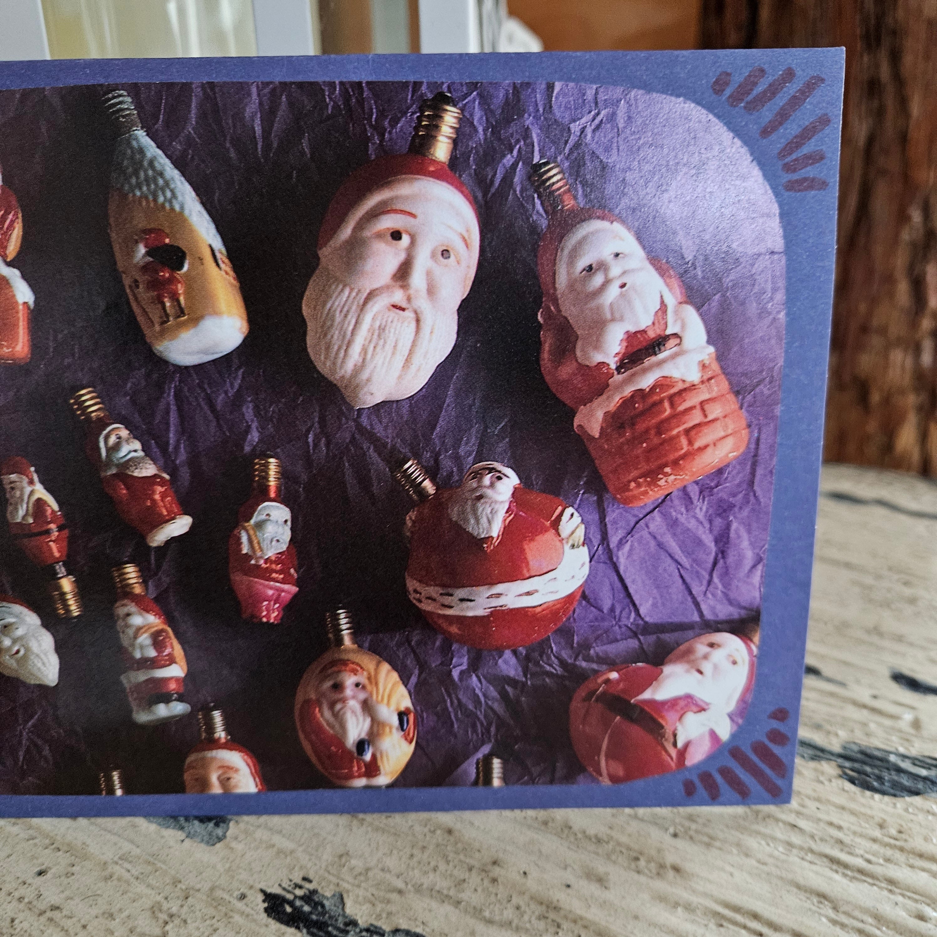 Beautifully Hand Crafted Custom Created Greeting Card Series by Diane Stegman "Santa Bulbs"