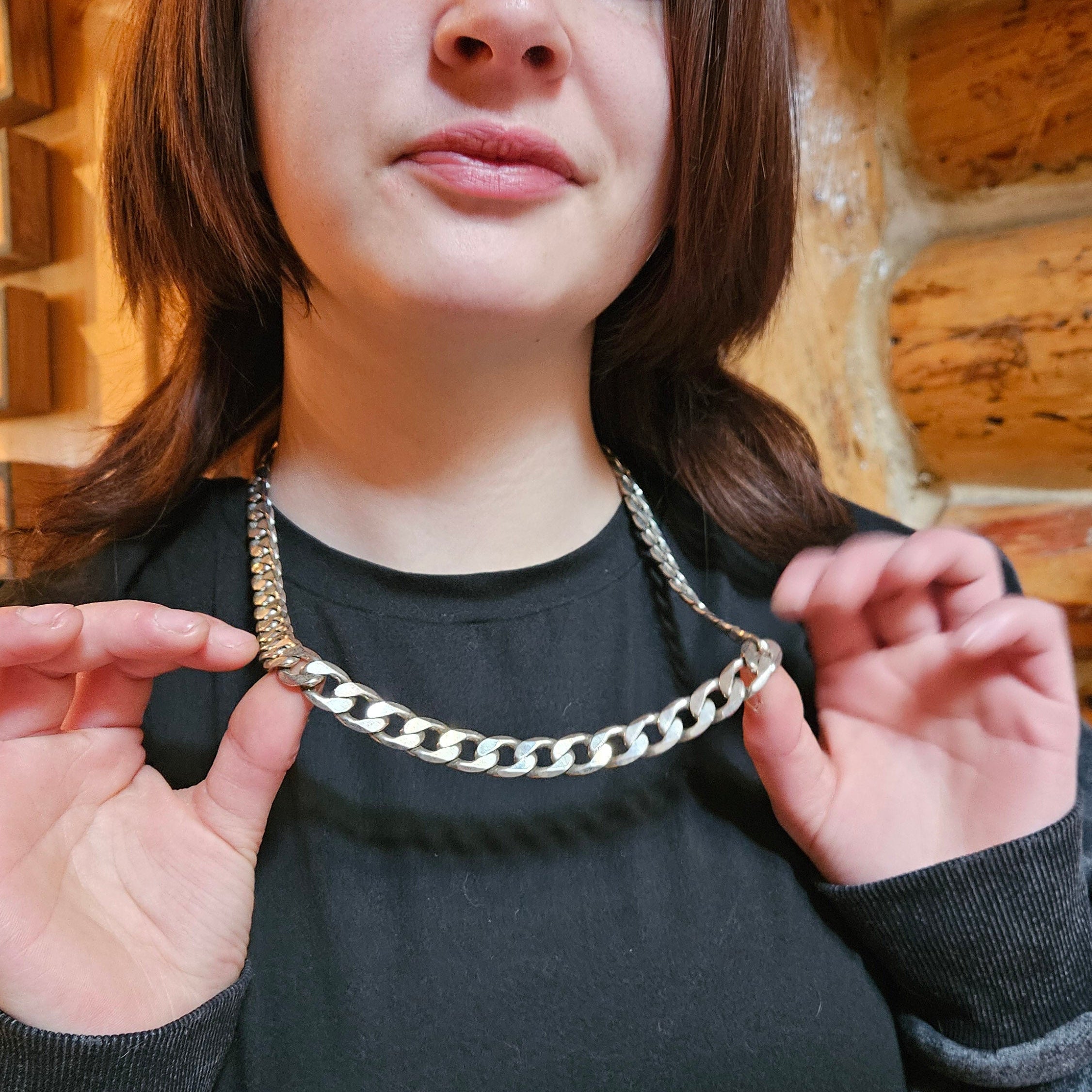 24 Inch Cuban-Style Chain Necklace 925 Silver None Tarnish Plating