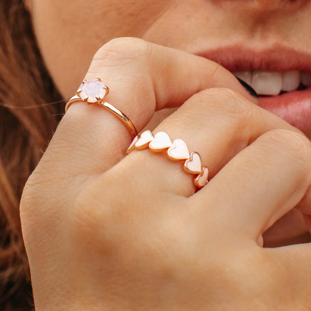 Pura Vida Love Hearts Enamel Band Ring