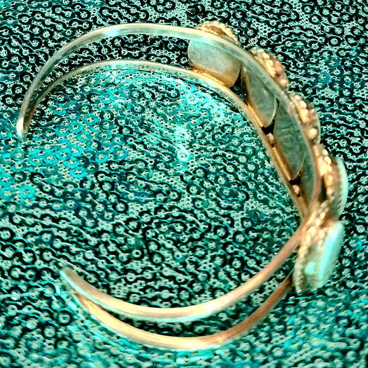 Vintage Navajo Blue Turquoise Cuff Bracelet Sterling Silver