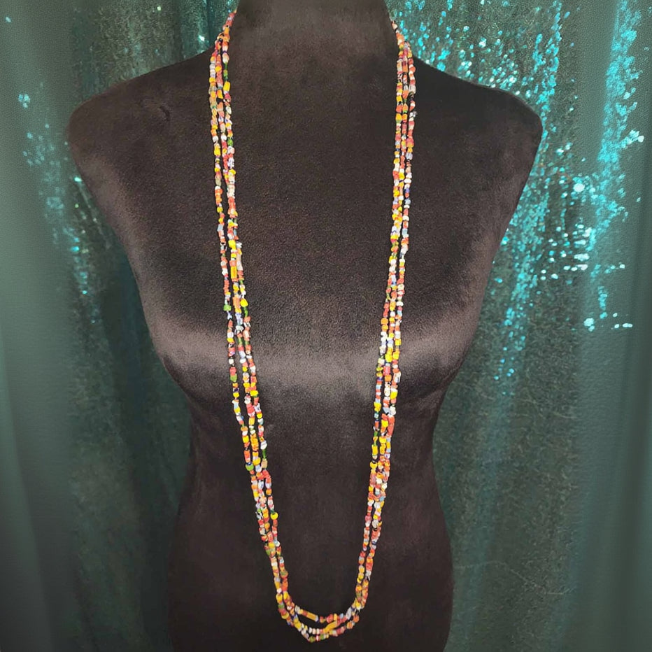 Long Multi-colored Beaded Wrap Necklace