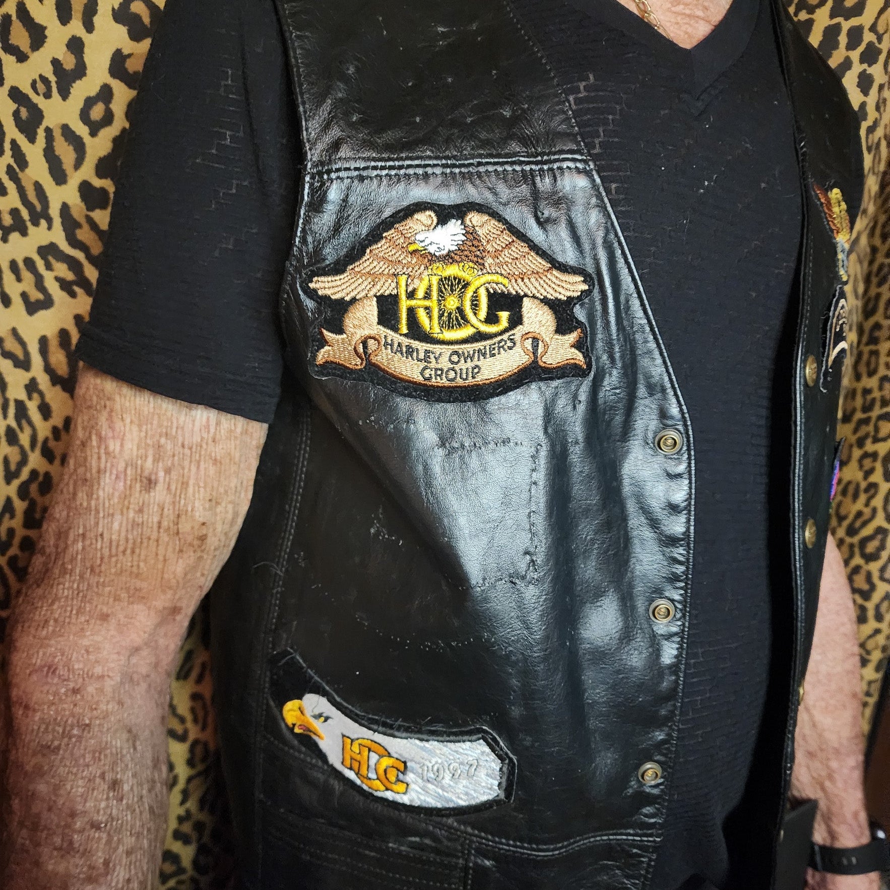 Harley Davidson Hog Black Leather Women’s Vest Patched Bikers Vest