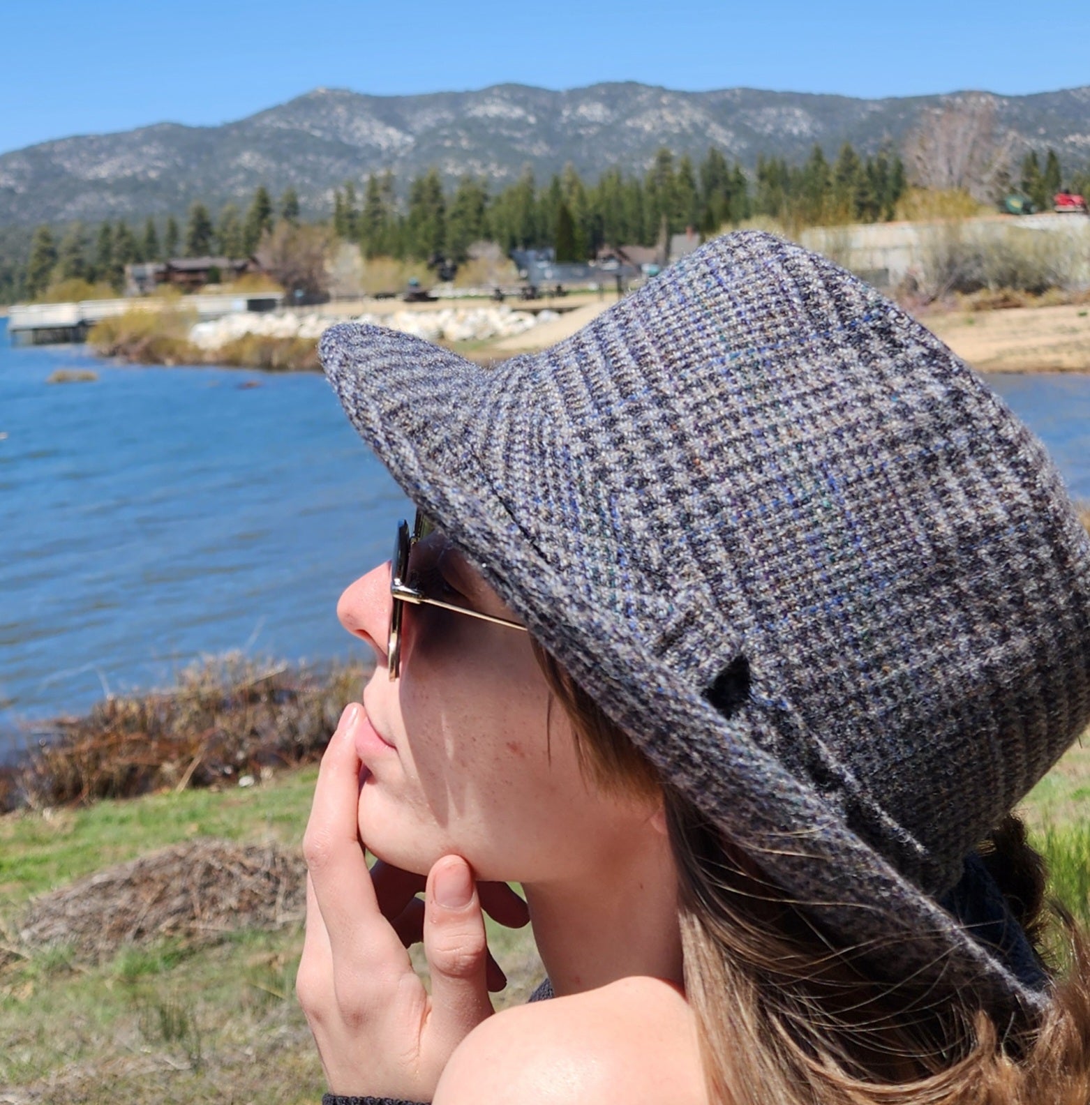 Pendleton Grey Plaid Virgin Wool Fedora Size 7 1/4