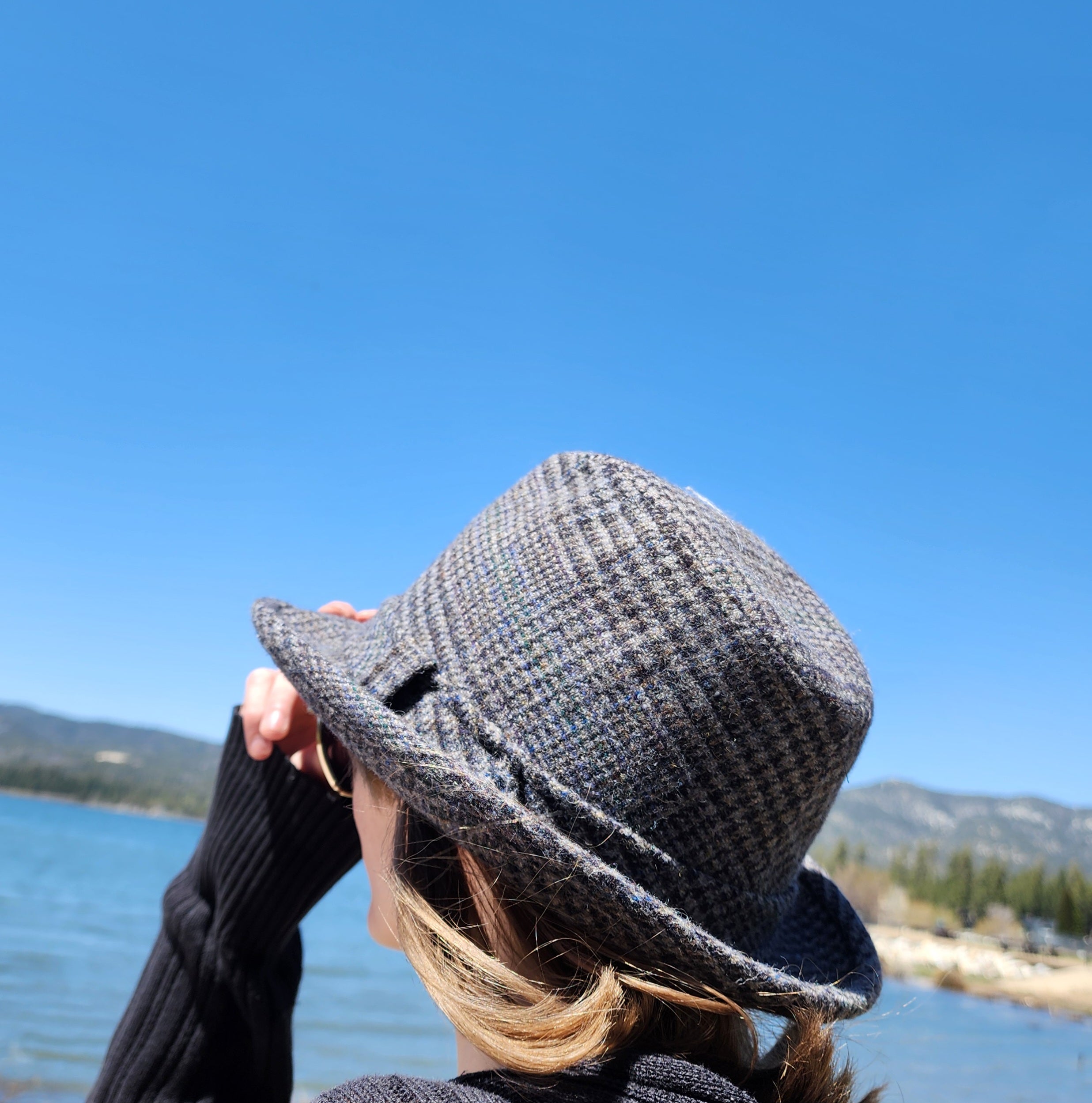 Pendleton Grey Plaid Virgin Wool Fedora Size 7 1/4