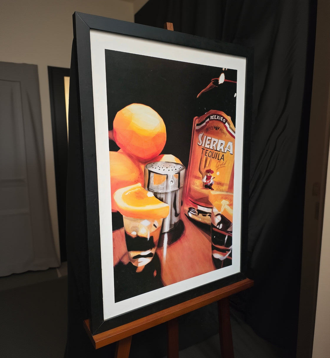 Sierra Tequila Mexico Framed Art Piece featuring the Sierra Tequila, Shot Glasses, & Lemons