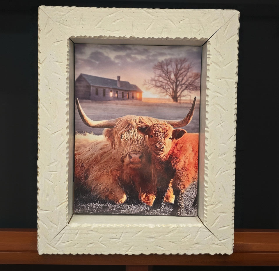 Highland Cow with Calf Framed Wall Art