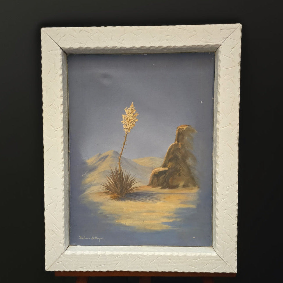 Vintage Desert Landscape Painting "Blooming Yucca "by Barbara Gilligan