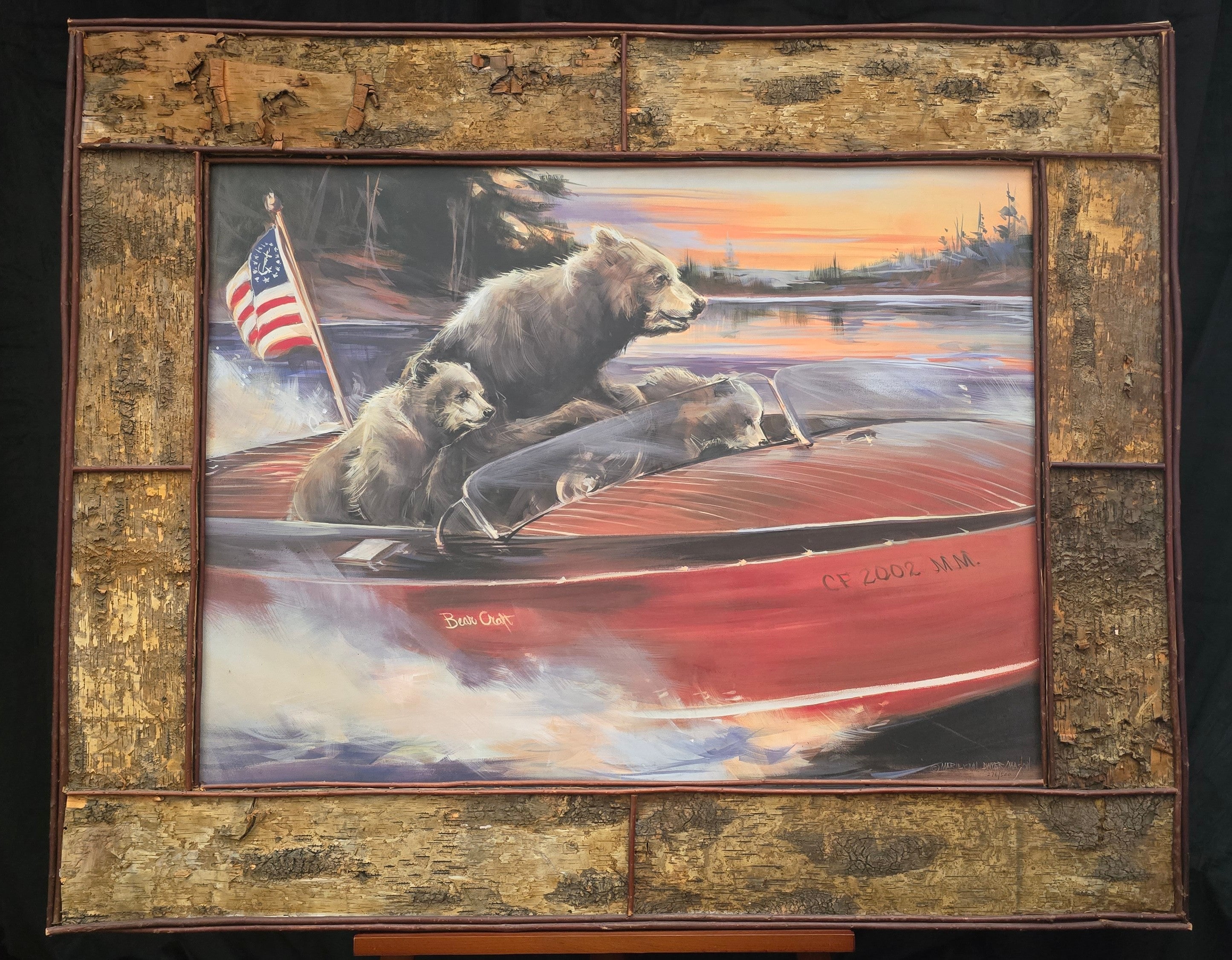 “Spin On The Lake” Canvas Transfer by Marilynn Dwyer Mason – Framed Limited Edition Bear Lake Art 276/500