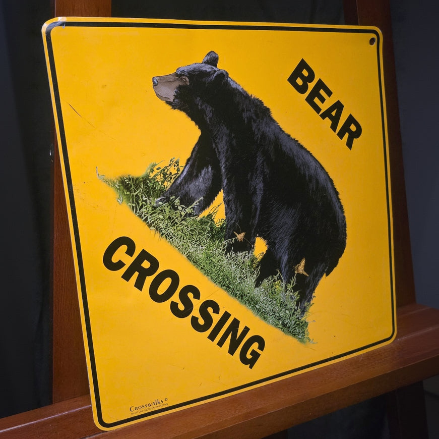 Tin Bear Crossing Road Sign