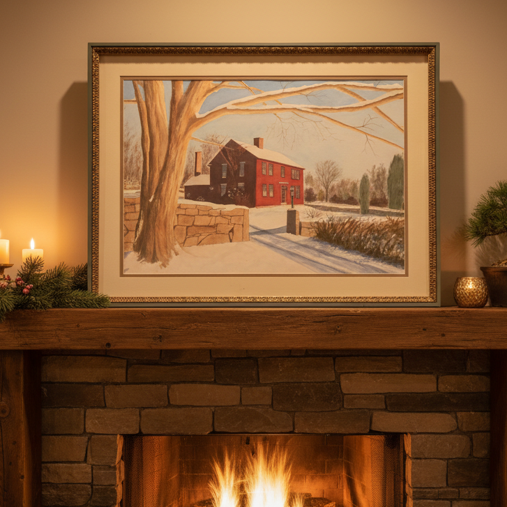 Harry Stamm Farm House Snow Painting
