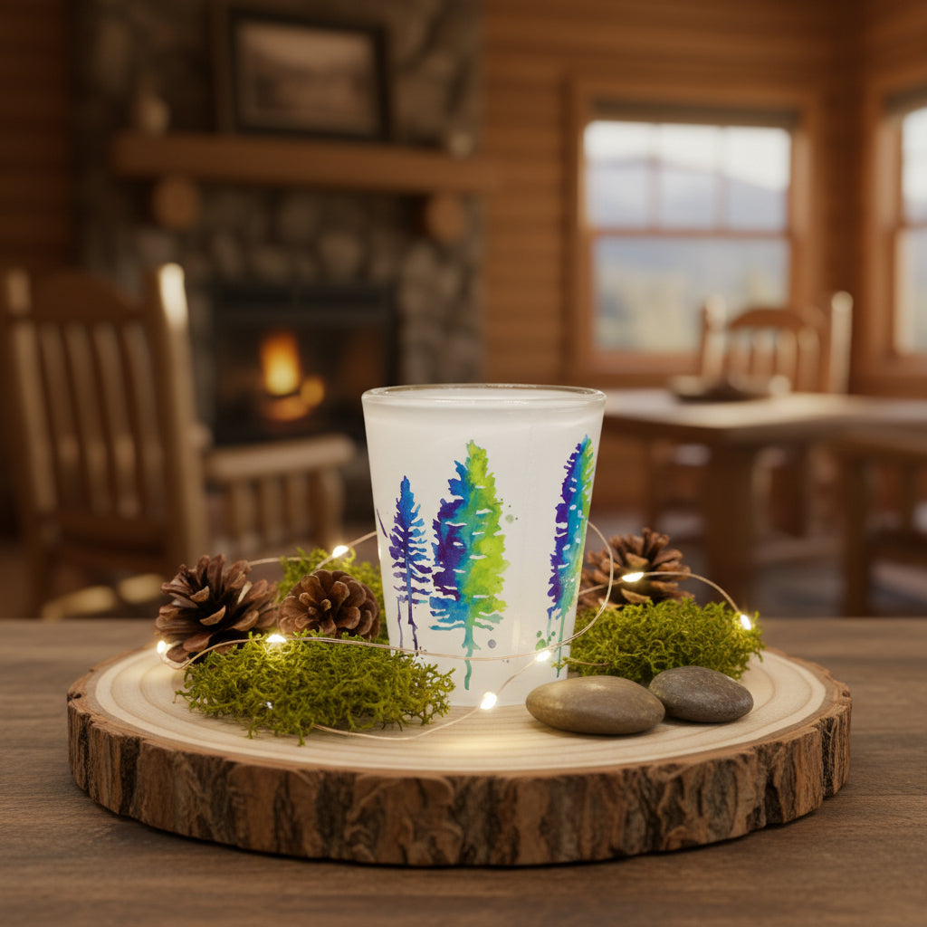 Big Bear California Watercolor Drip Shot Glass