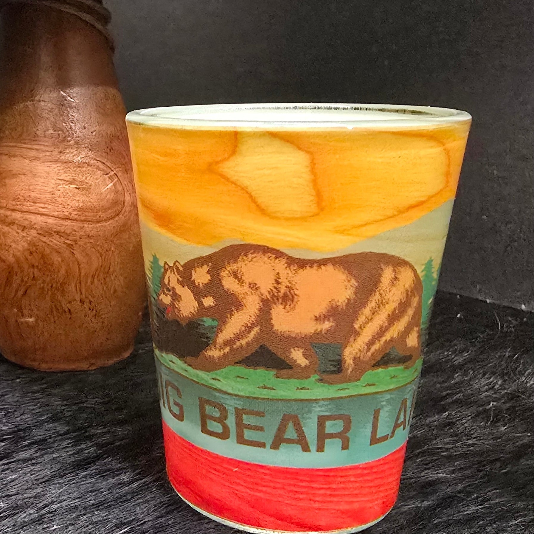 Big Bear California Wood Grain California State Flag Shot Glass
