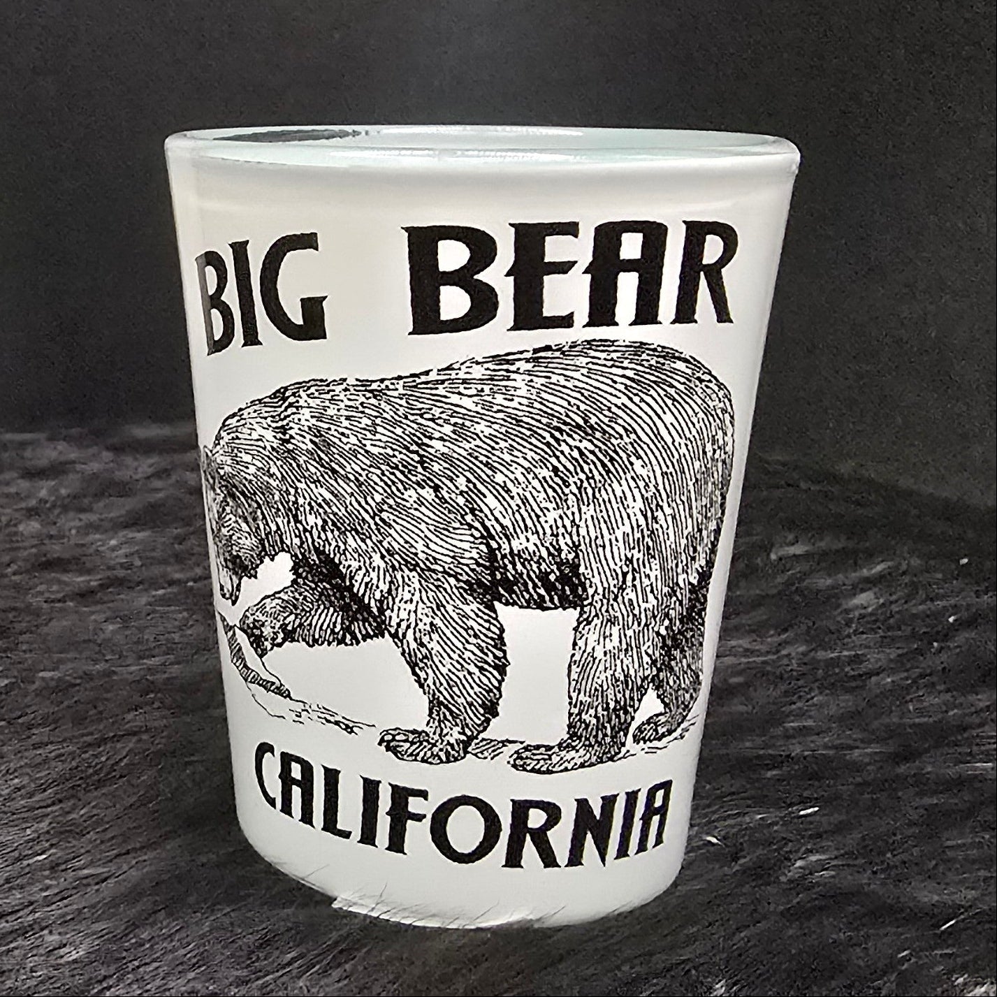 Big Bear California Black and White Bear Glass Shot Glass