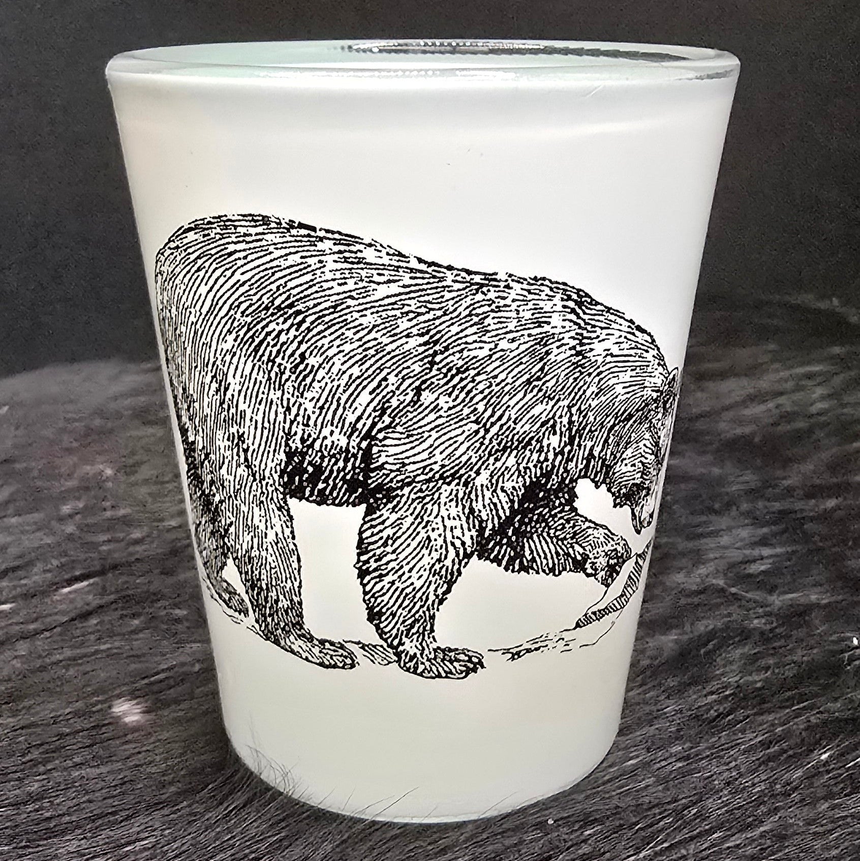 Big Bear California Black and White Bear Glass Shot Glass