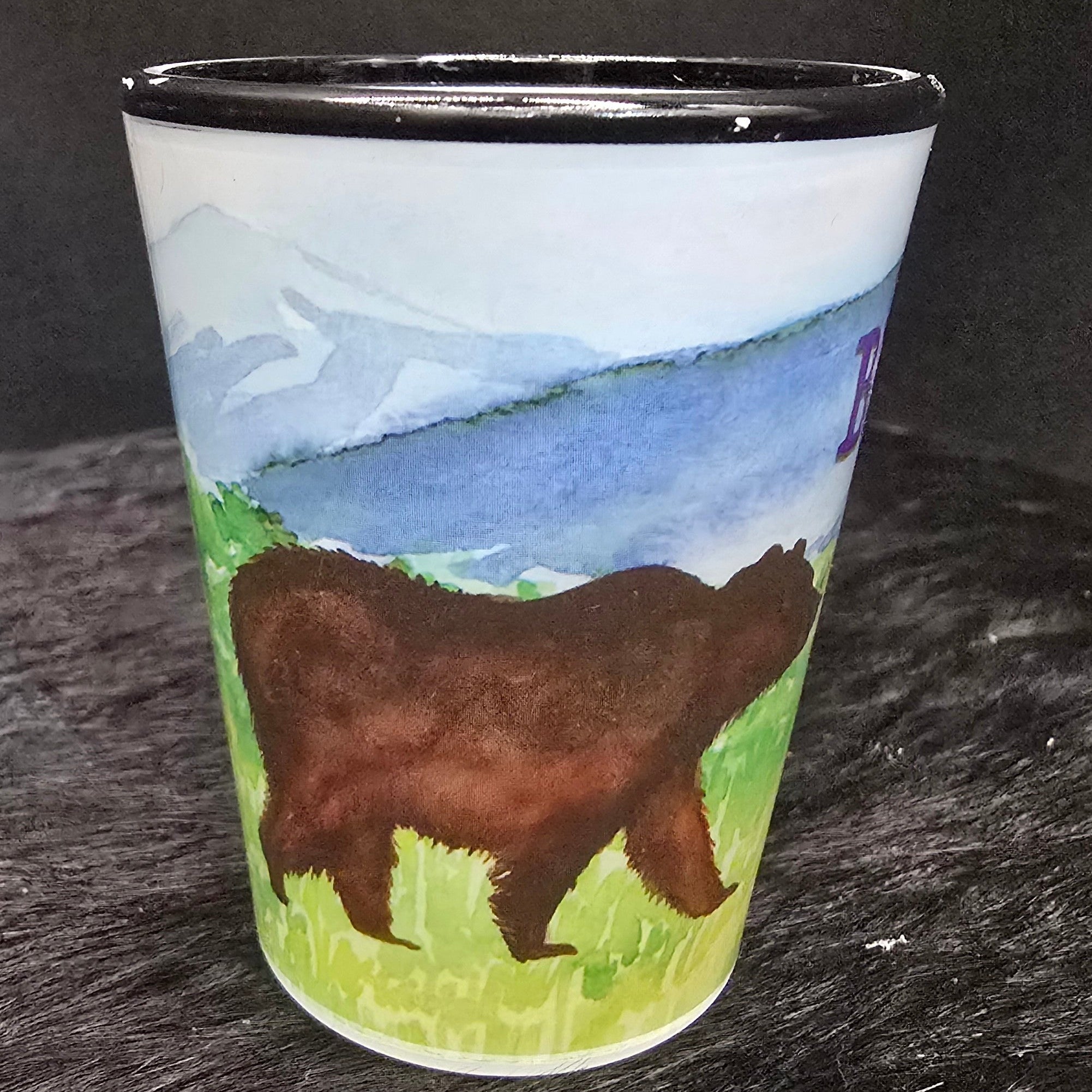 Big Bear California Frosted Watercolor Brown Bear Shot Glass