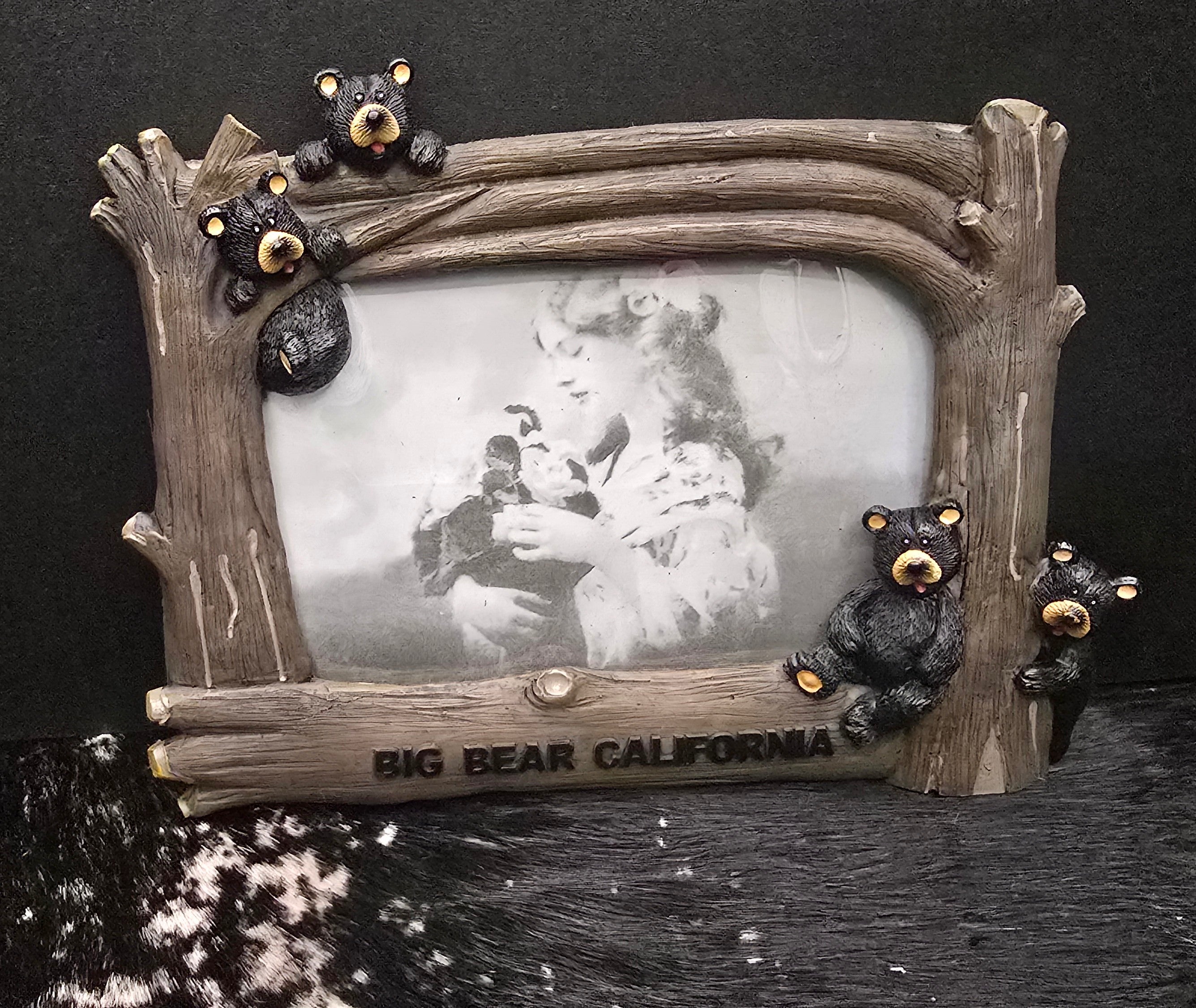 big bear california rustic bear photo frame 4x6 woodland decor