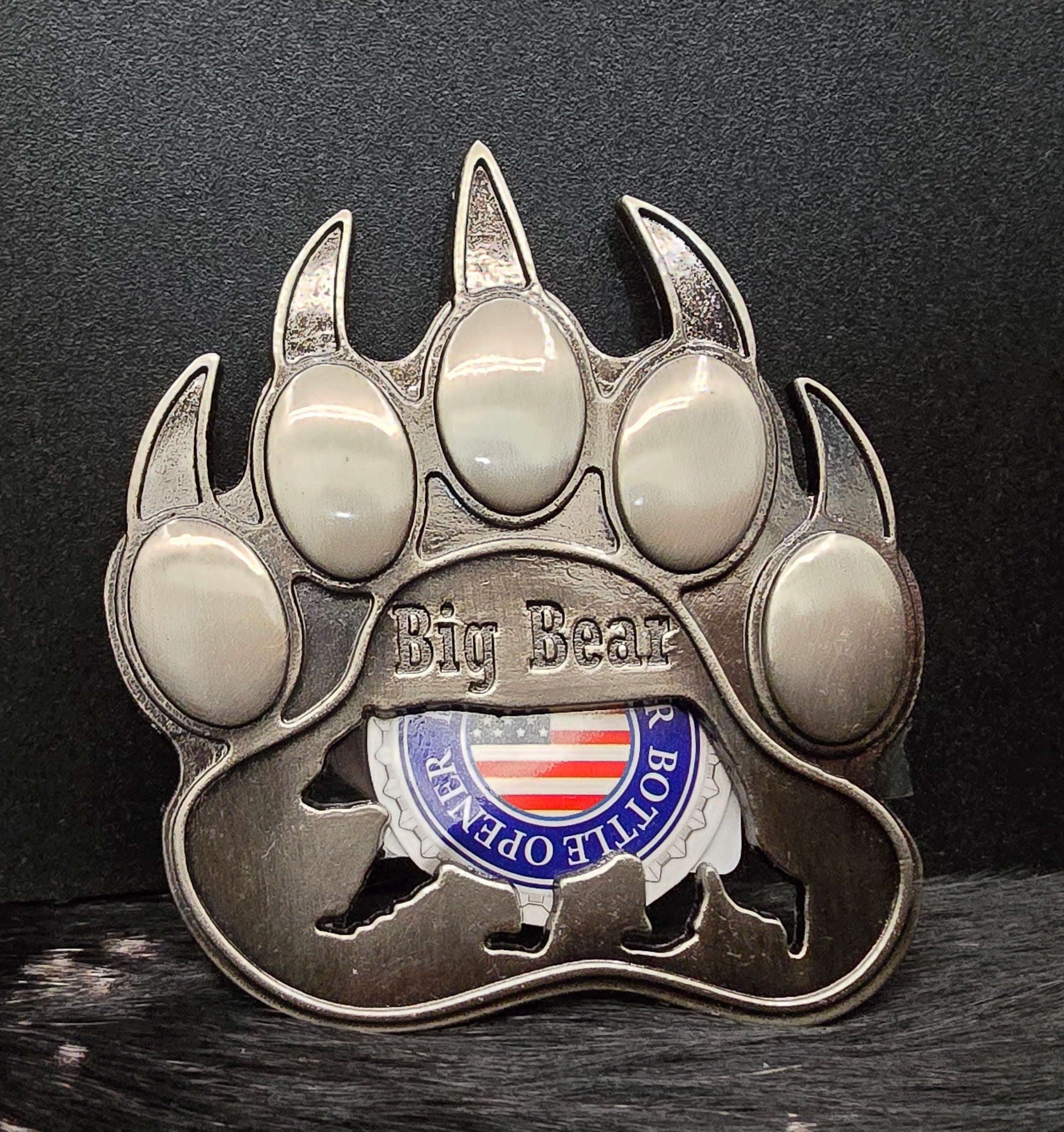 Big Bear California Bear Paw Bottle Opener Magnet 3x2.75 Inch Multiple Finishes