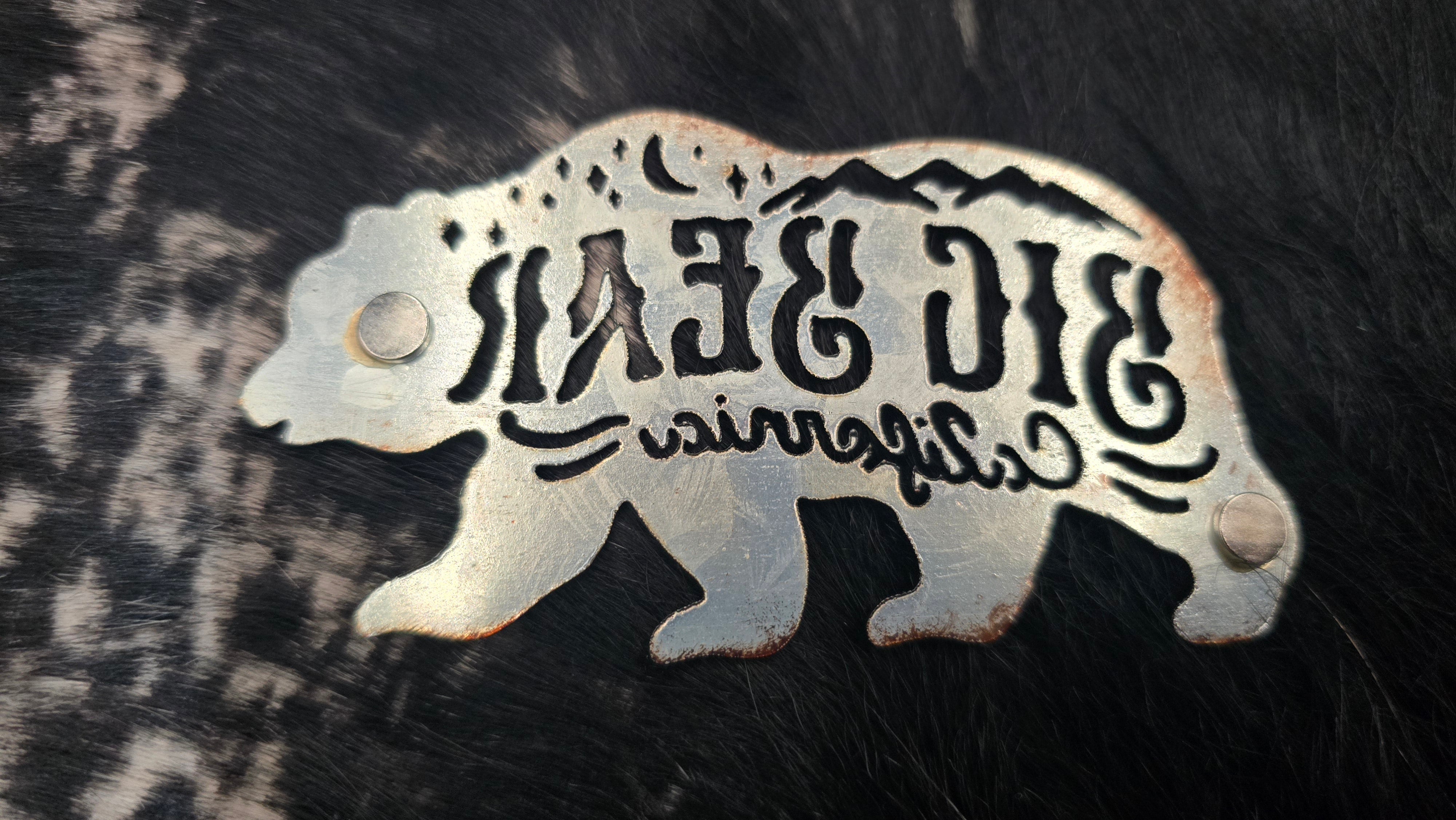 Big Bear California Bear Metal Magnet Rustic Copper Finish Souvenir 3.5 Inch Wide