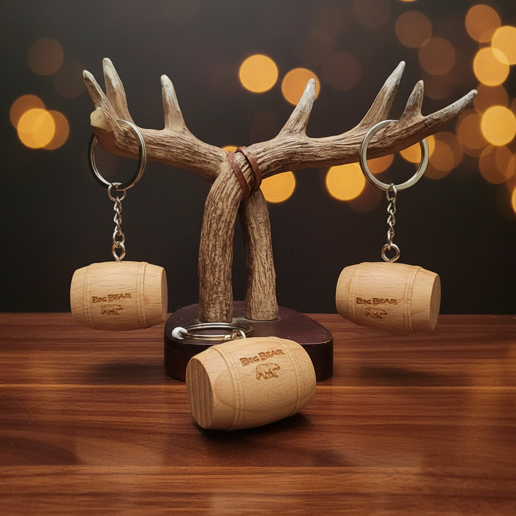 Big Bear California Laser Engraved Wood Barrel Keychain