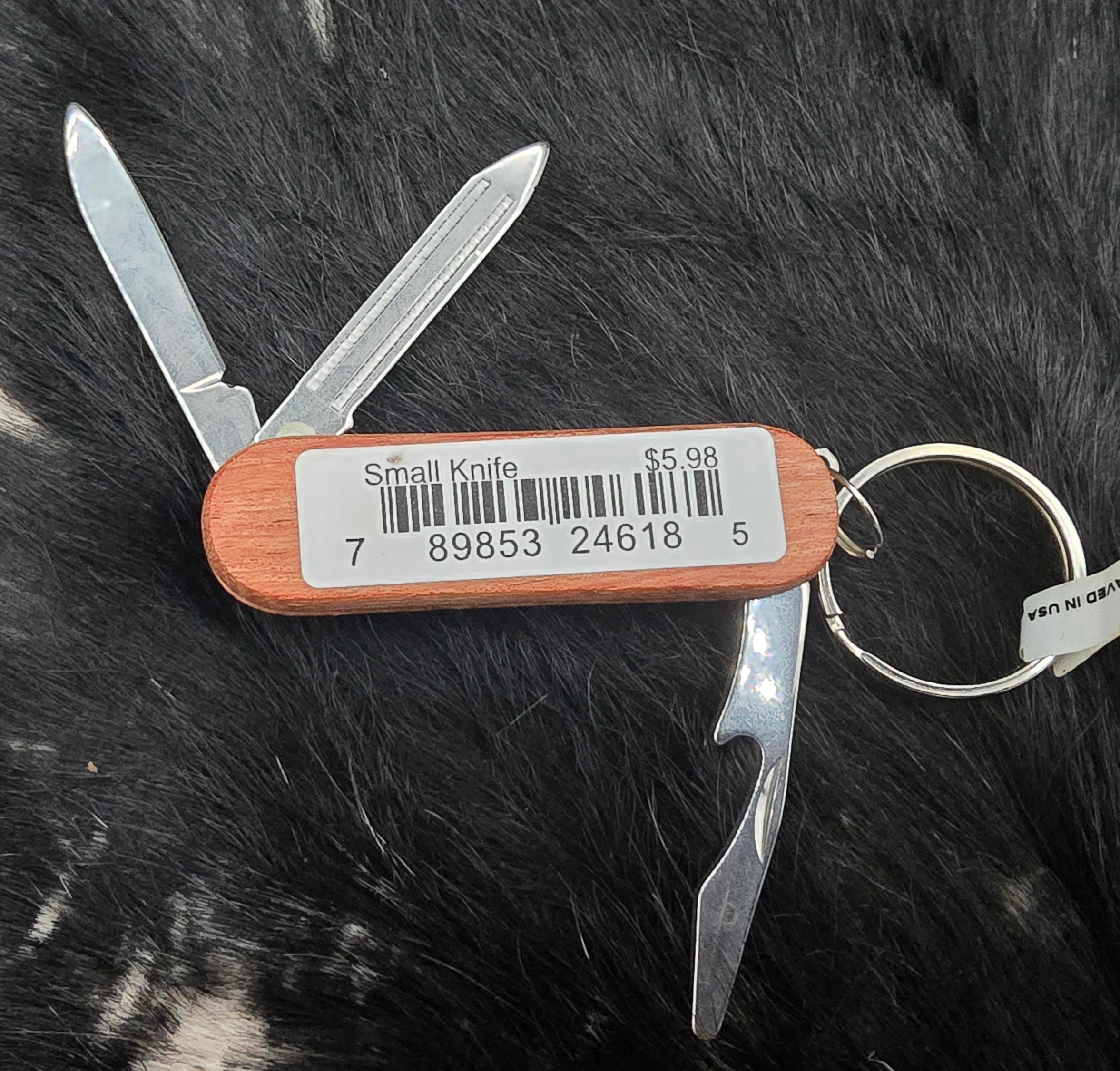 Big Bear California Multi Tool Keychain Knife File Bottle Opener Wood Handle Bear Paw