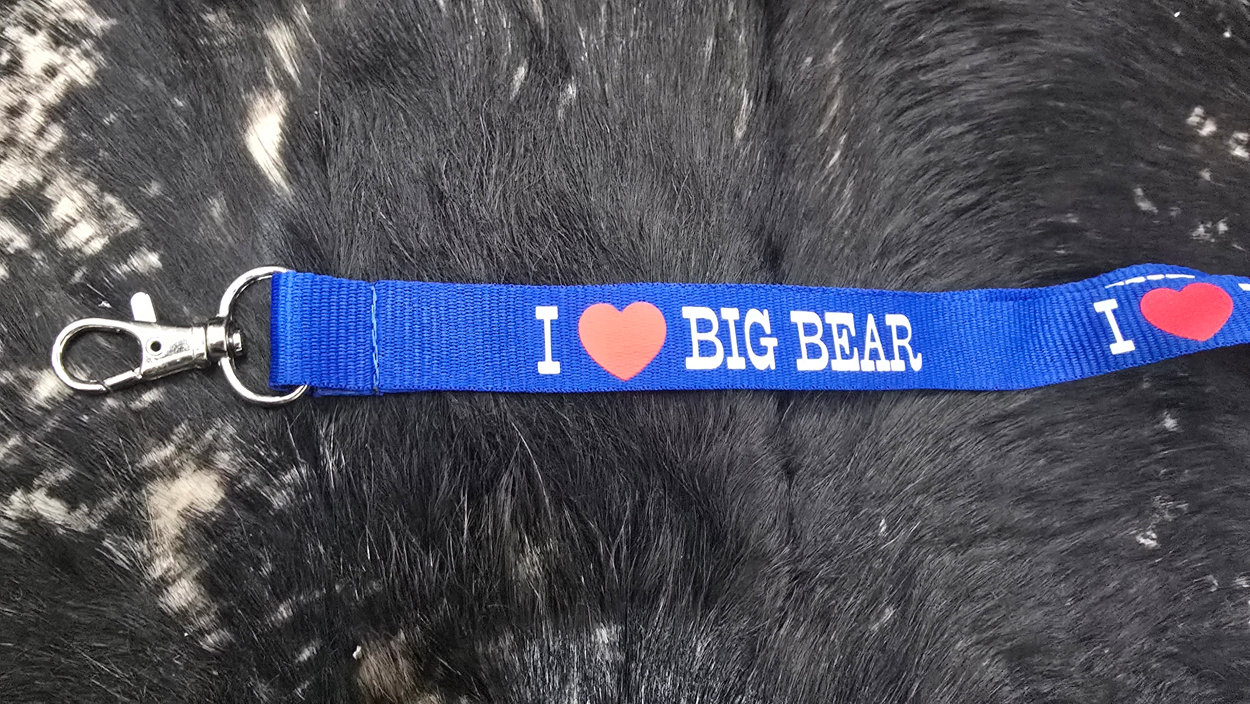 I Love Big Bear California Lanyard Keychain Blue Wrist Strap Souvenir