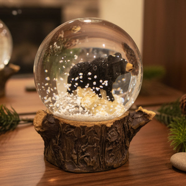 Big Bear California Black Bear Small Ceramic Snow Globe