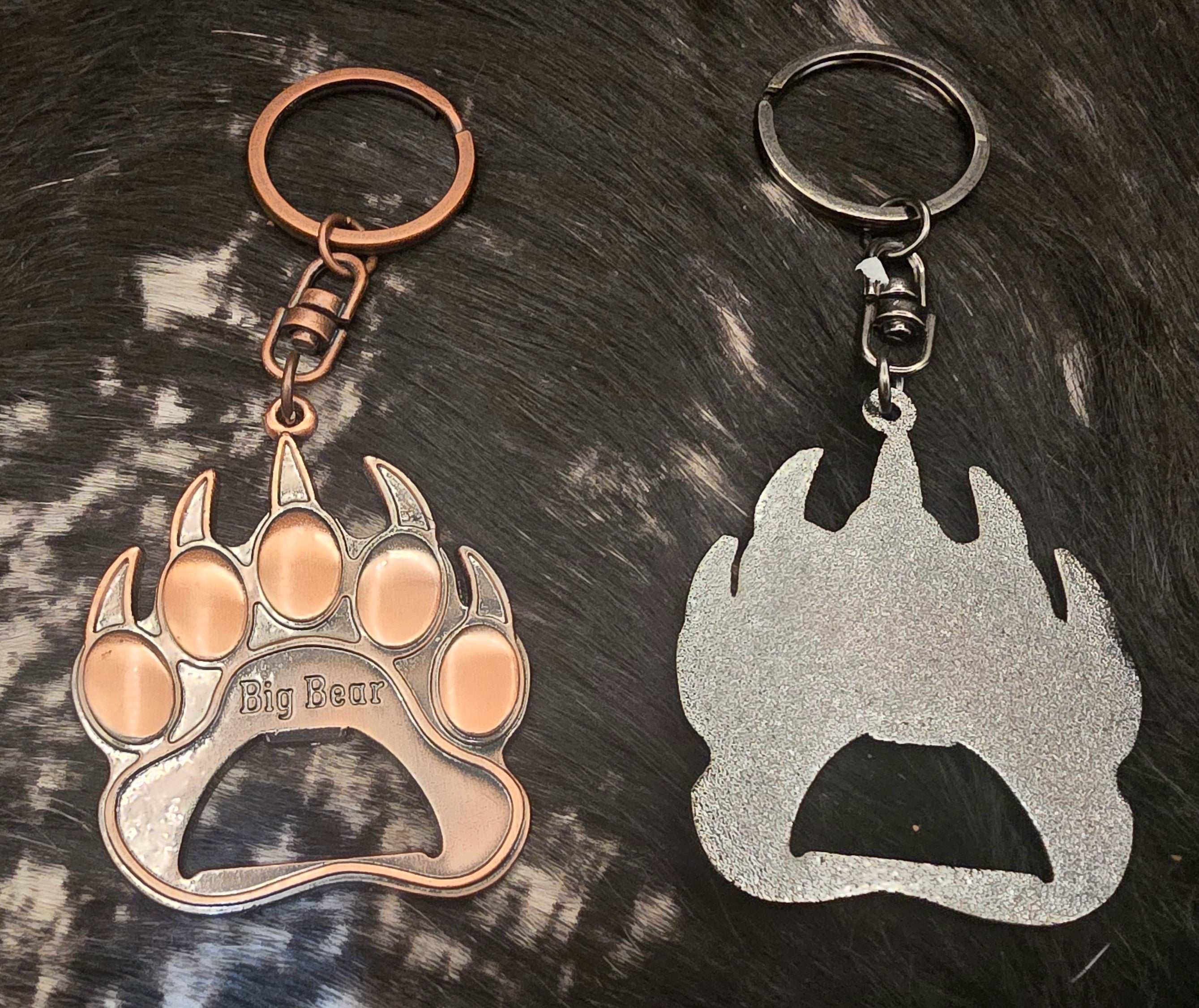 Big Bear California Bear Paw Keychain Metal Key Ring Souvenir – Copper or Silver