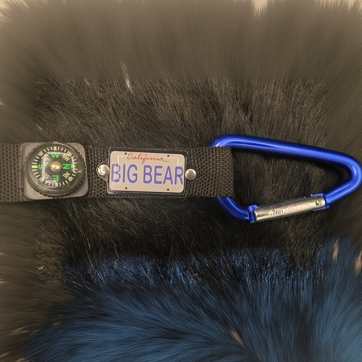 Big Bear California License Plate Compass Carabiner Keychain
