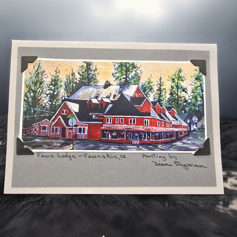 Beautifully Hand Crafted Custom Created Greeting Card Series by Diane Stegman "Fawn Lodge Fawnskin, California"