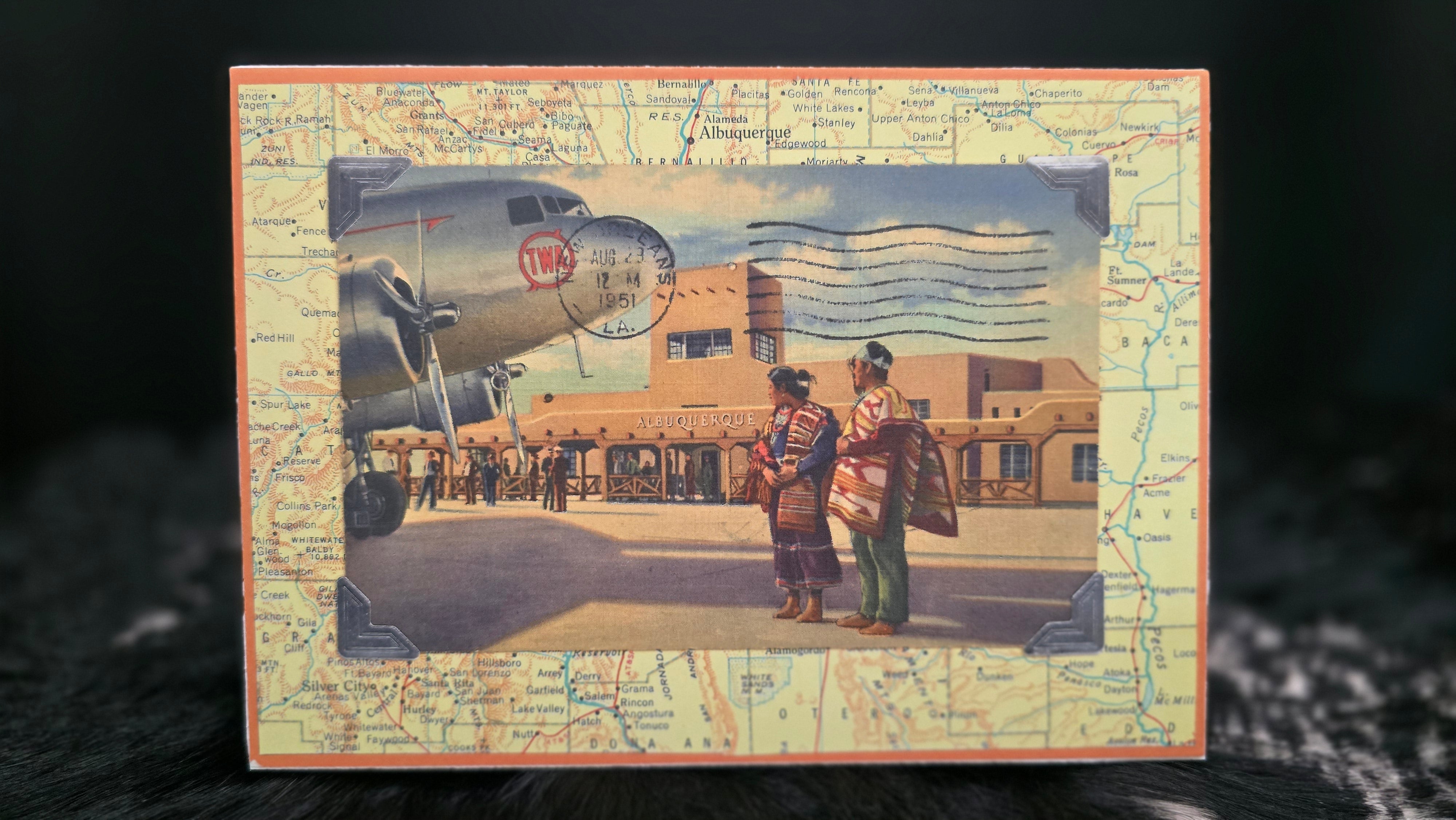 Beautifully Hand Crafted Custom Created Greeting Card Series by Diane Stegman "Albuquerque Airport"