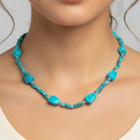 Turquoise Dyed Stone Necklace