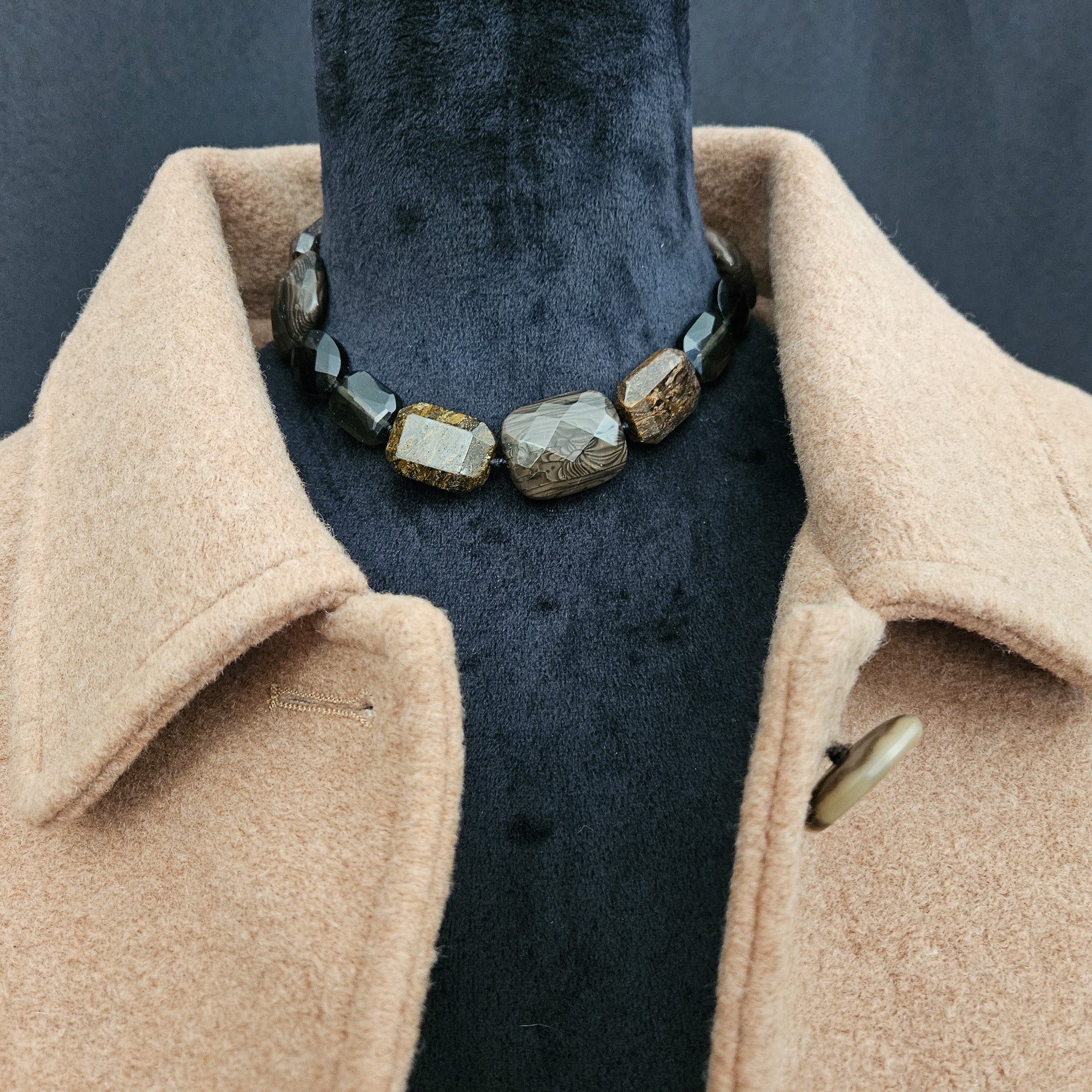 Brown Rhinestone Beaded Necklace
