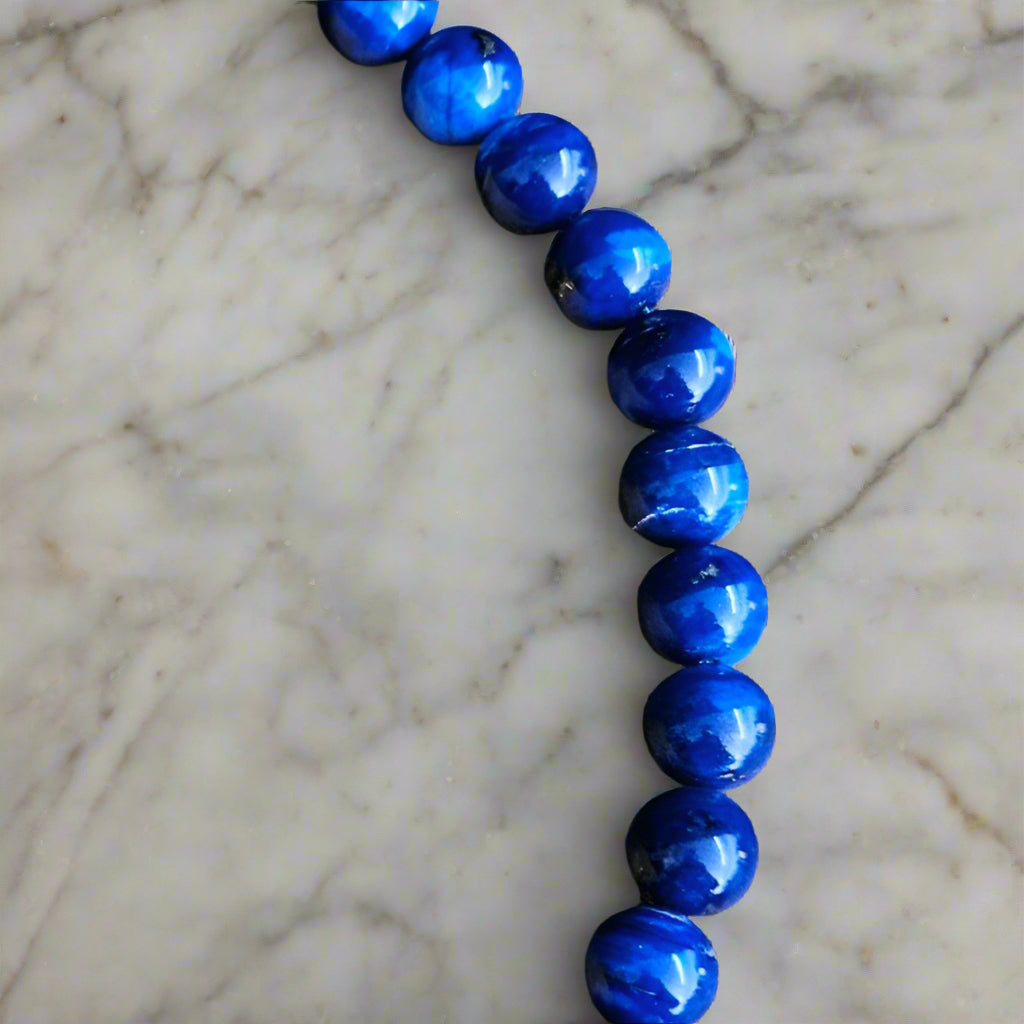 Bright Blue Lapis Beaded Necklace