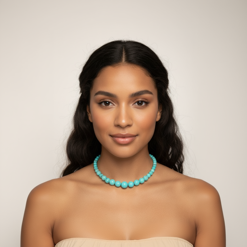 Turquoise Dyed Howlite Beaded Necklace