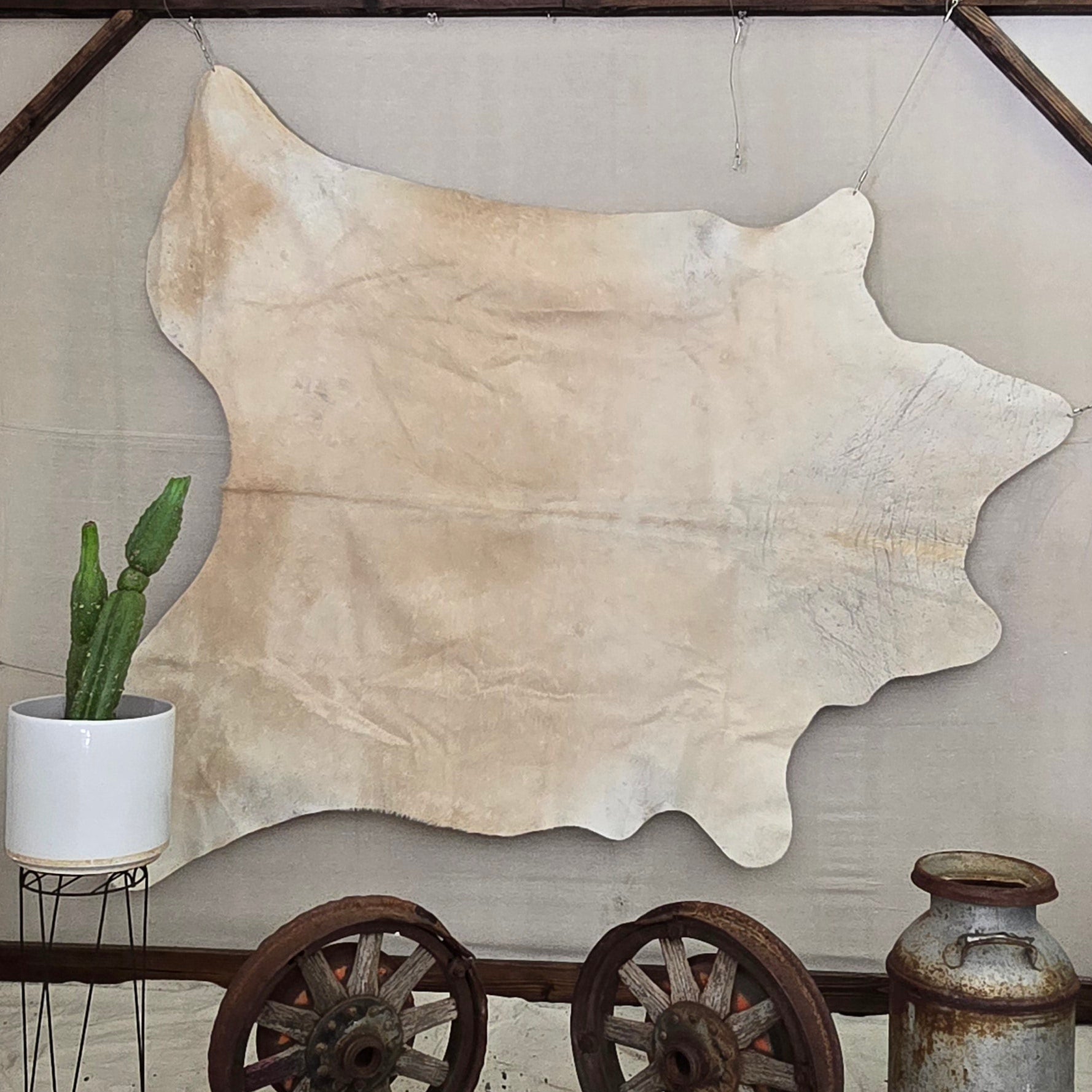 Elegant White Cowhide Crafted By Artisin in Brazil