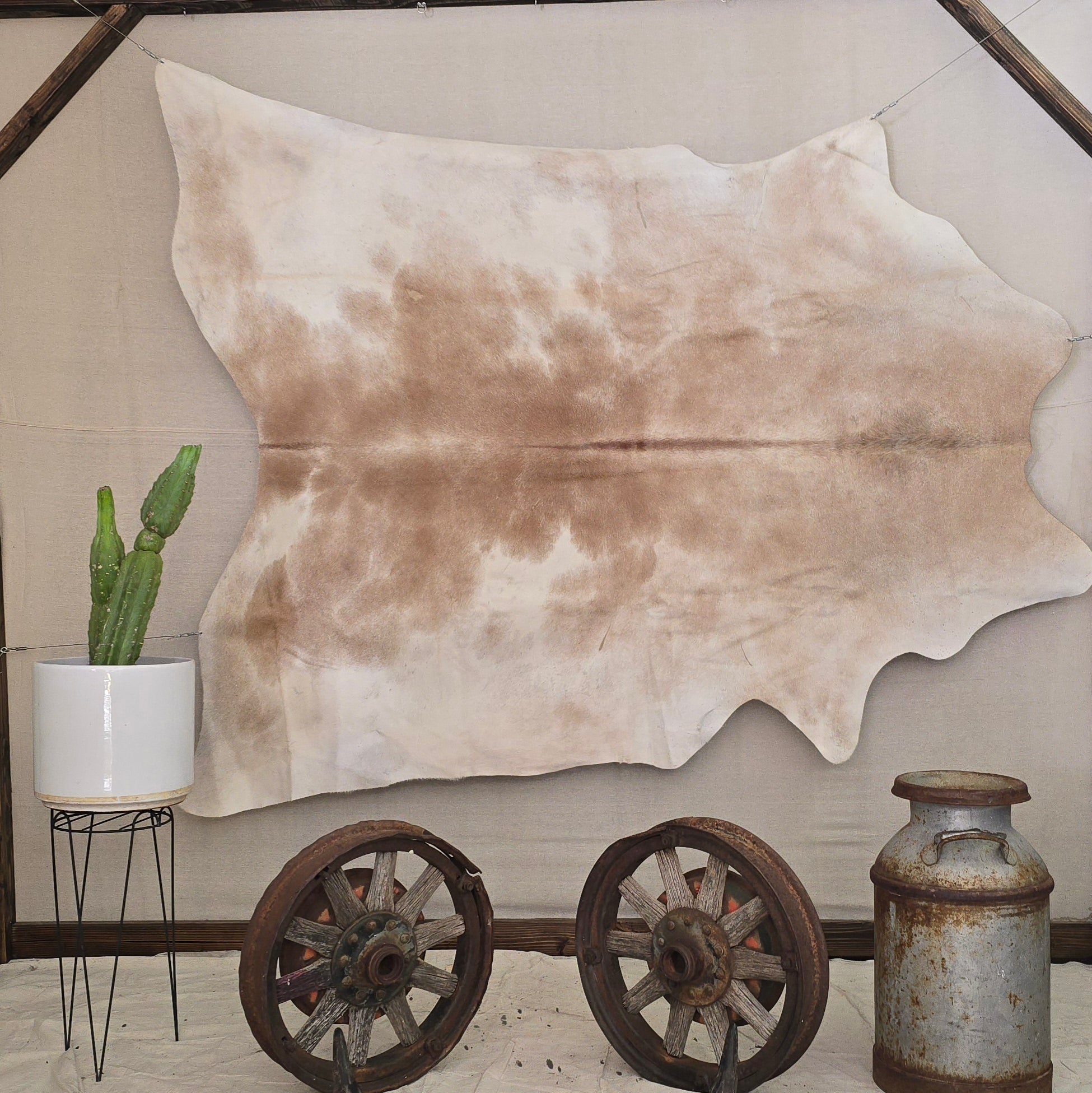 Marvelous Beige and White Cowhide Handcrafted by Artisans in Brazil