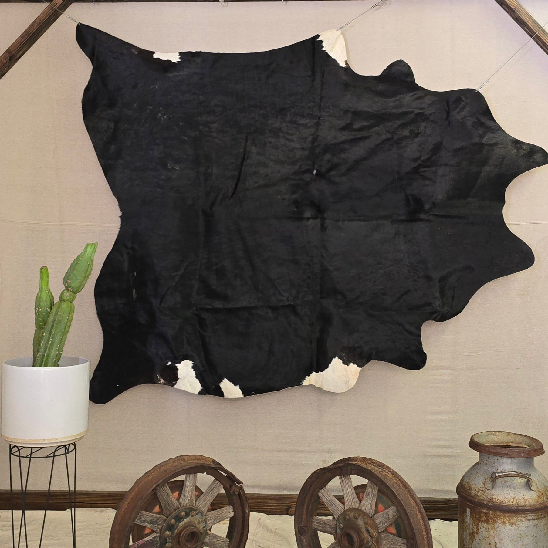 Vivid Black Cowhide Handmade in Brazil